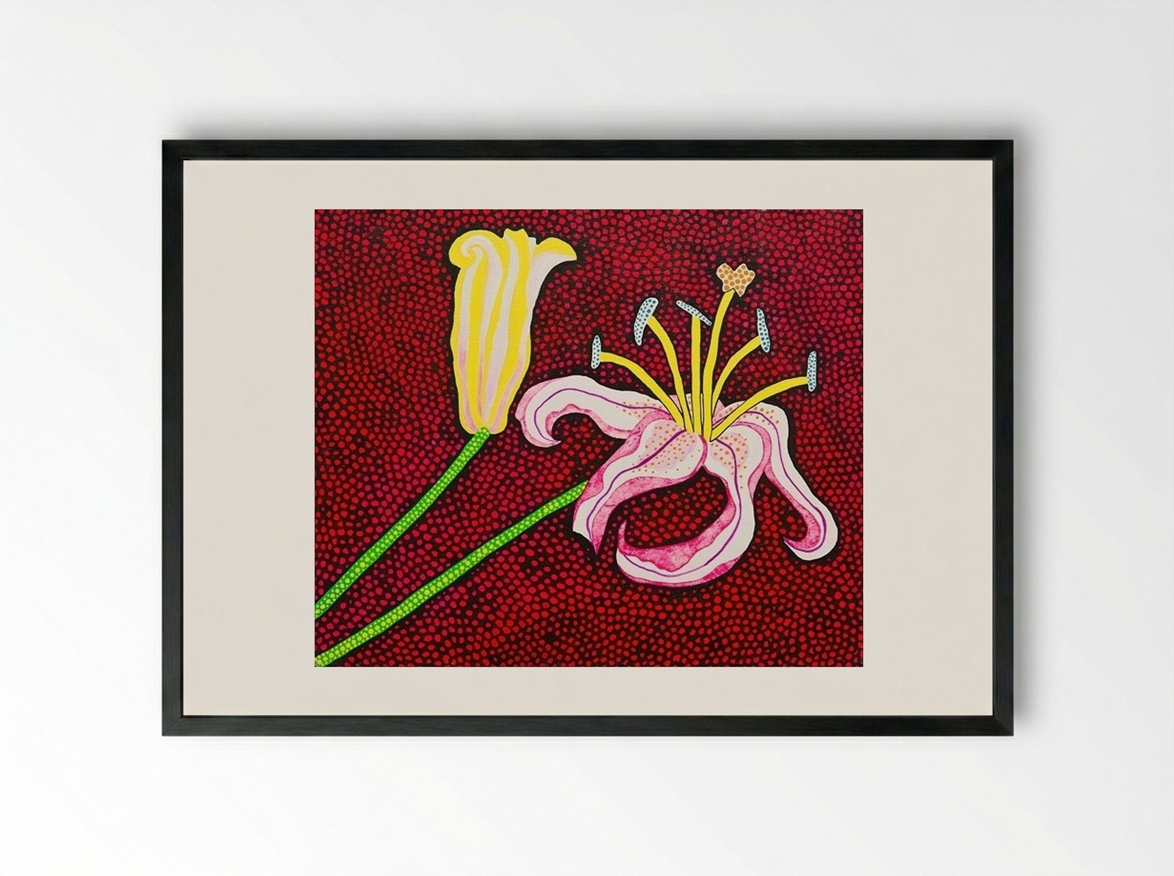 Ready to Blossom in the Morning - Yayoi Kusama - Framed Print Black