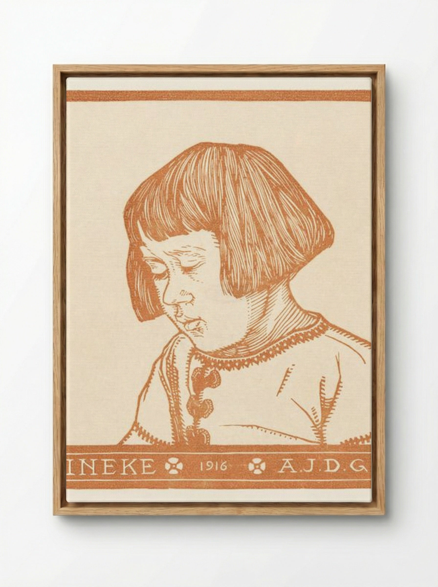 Portrait of Ineke Broekman - Julie de Graag - Framed Canvas Wood