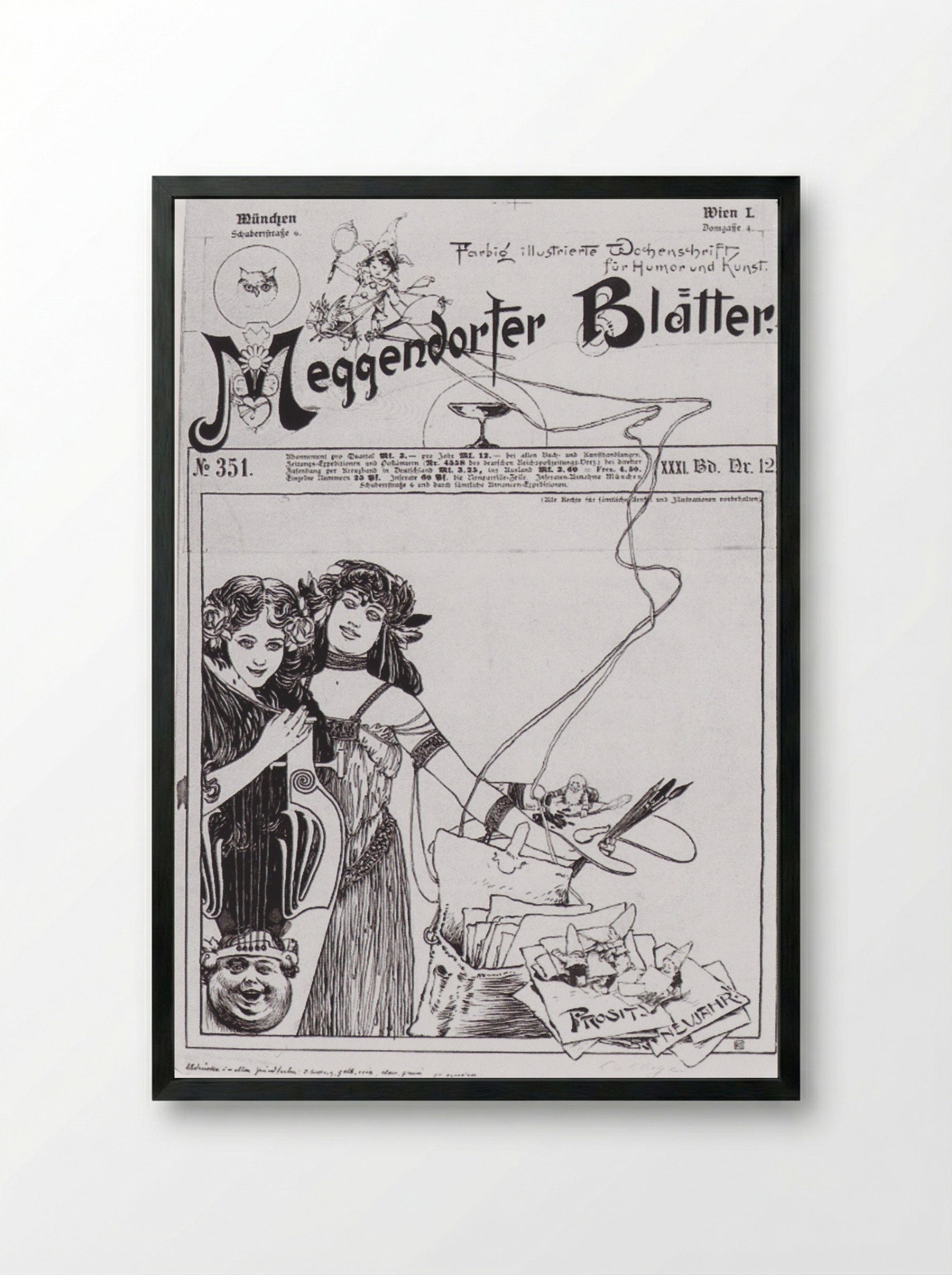 Cover design for Meggendorfer Blätter - Koloman Moser - Framed Print Black