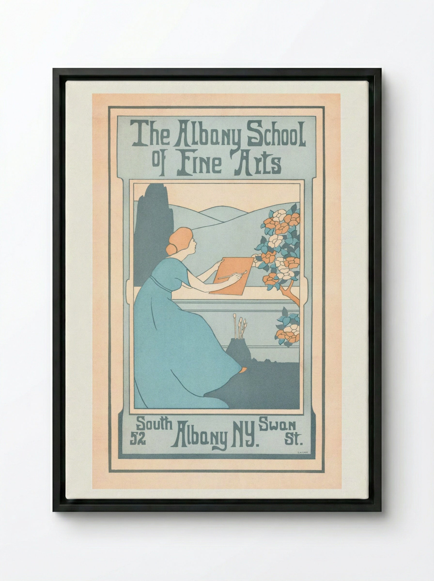 The Albany School of Fine Arts, 52 South Swan St., Albany, NY - E.M. Enos - Framed Canvas Black