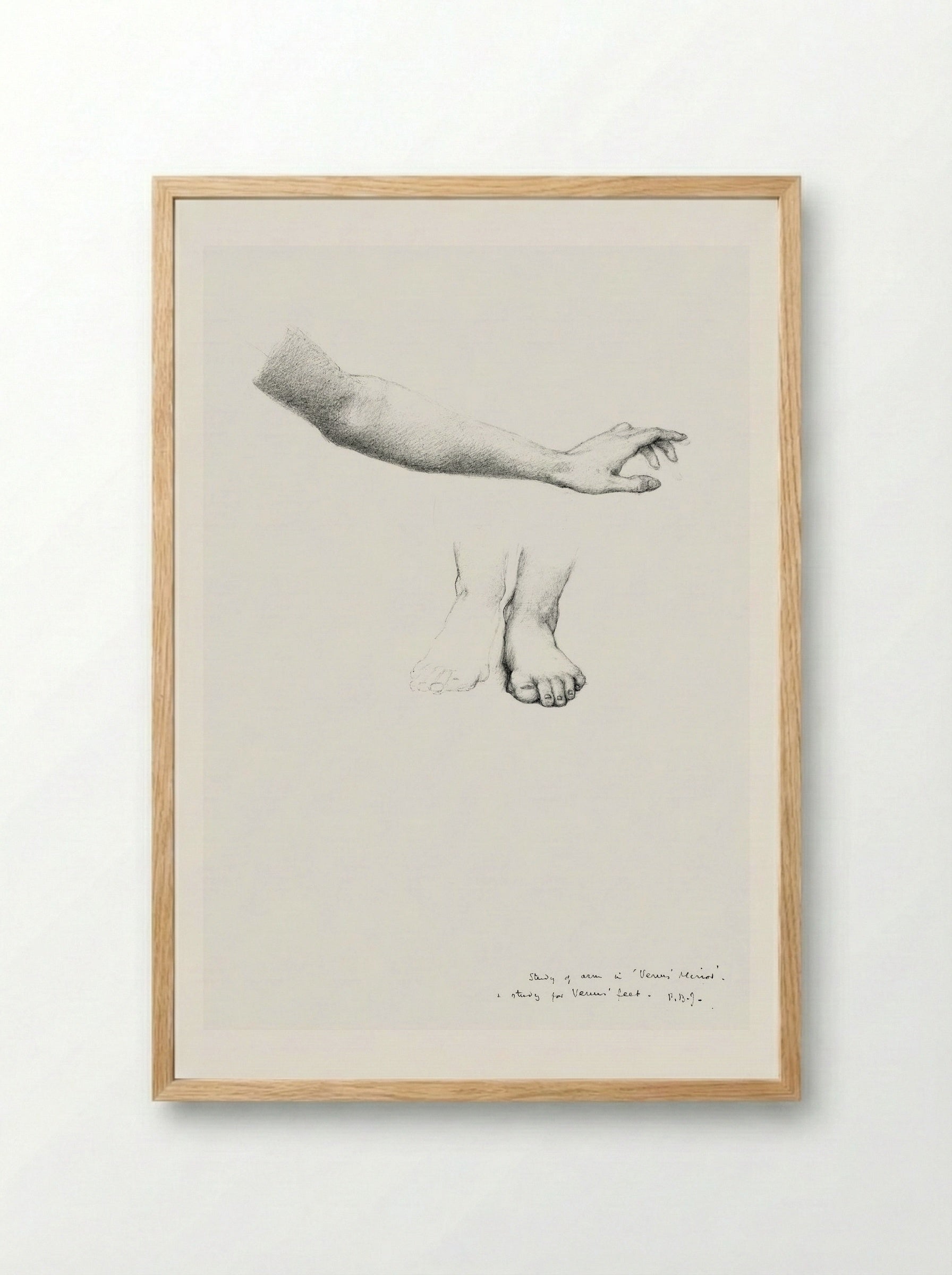 Study of Arm and Feet for 'The Mirror of Venus' - Edward Burne-Jones - Framed Print Wood