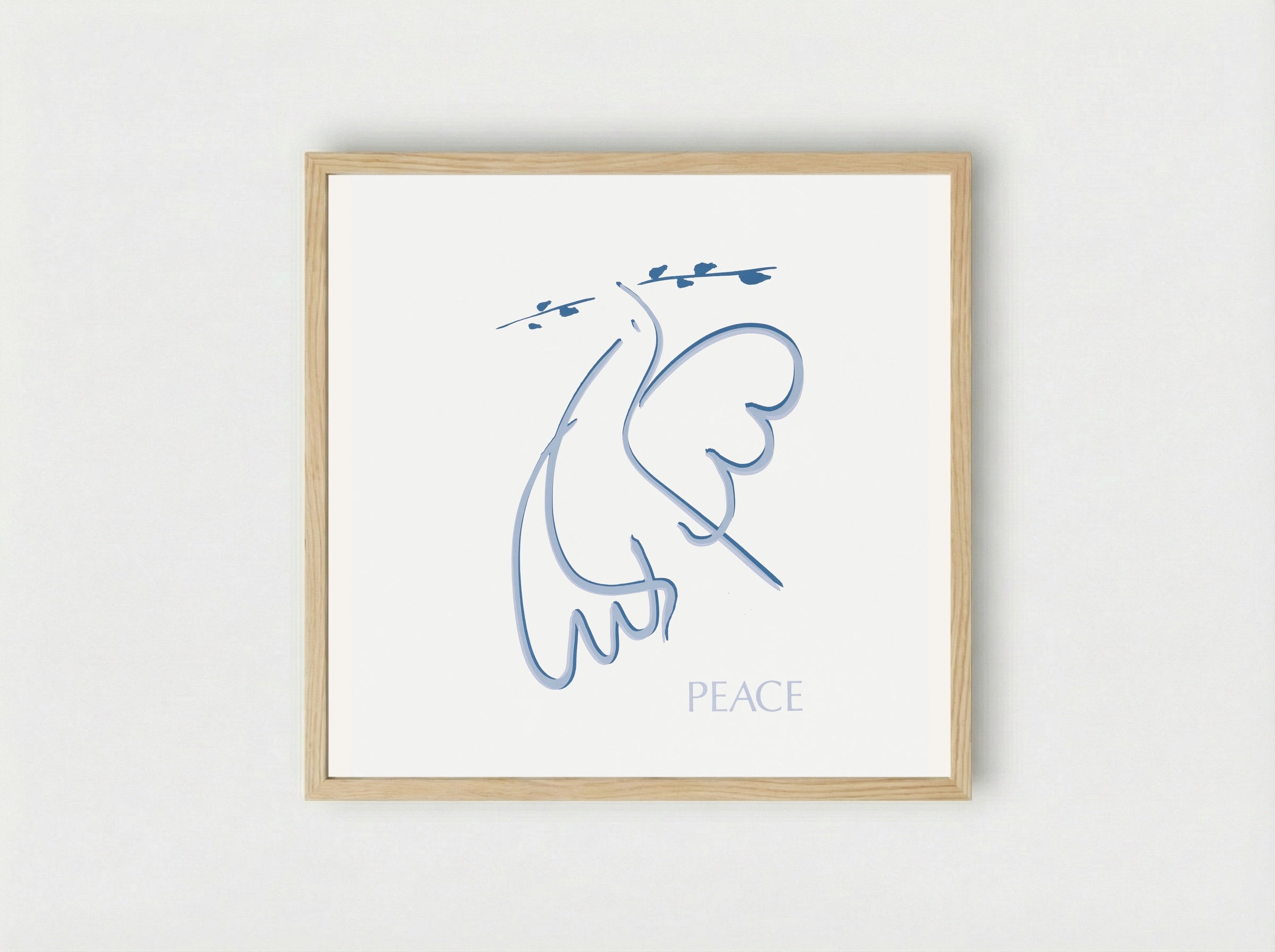 Peace (Dove with Olive Branch) - Fine Art Print - Framed Print Wood