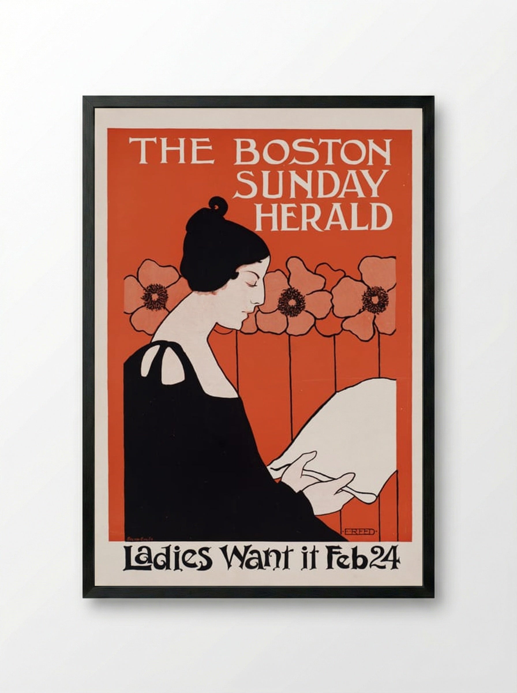 The Boston Sunday Herald, Ladies Want It Feb 24 - Ethel Reed - Framed Print Black
