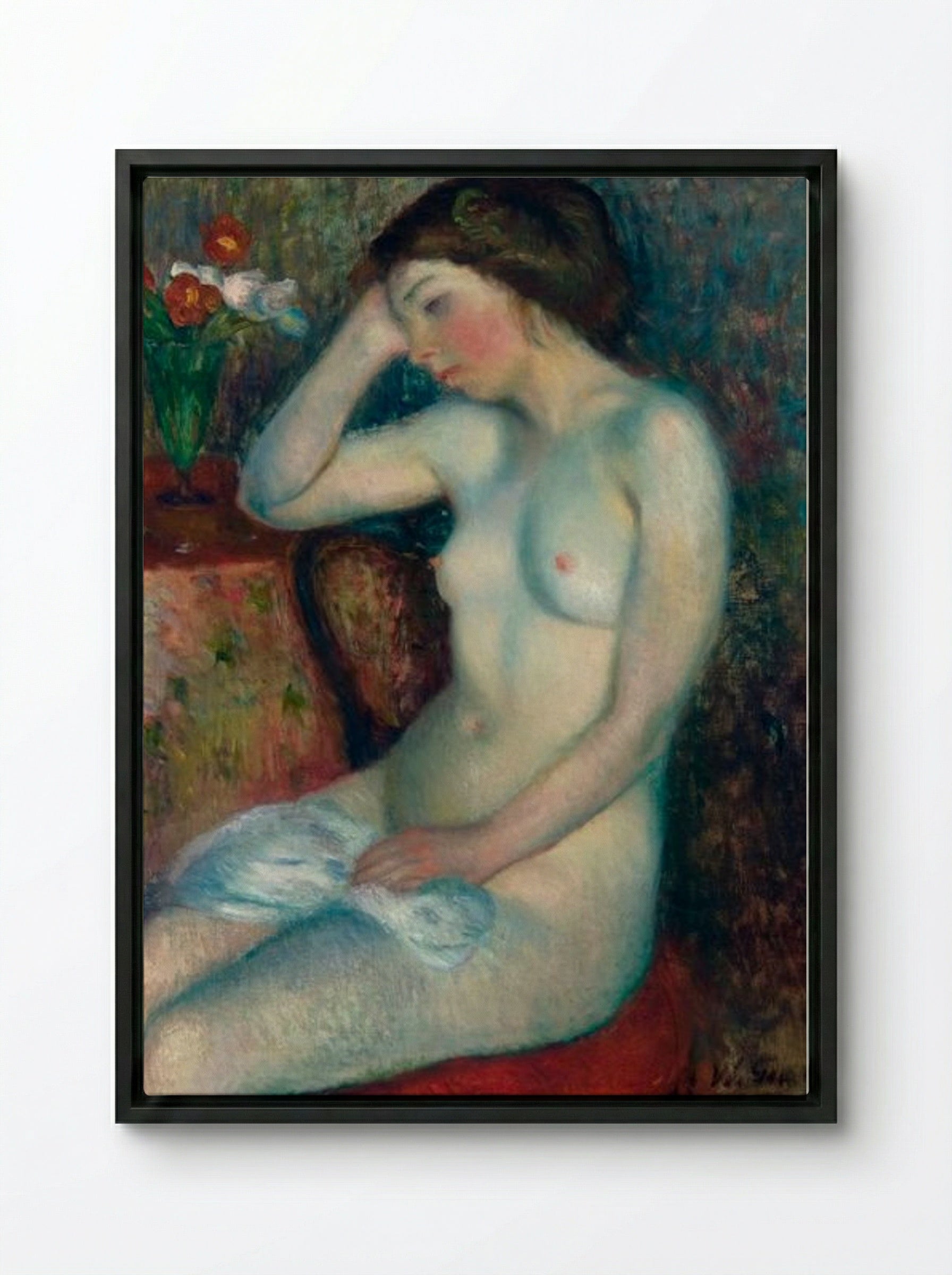 Sleeping Girl - William James Glackens - Framed Canvas Black