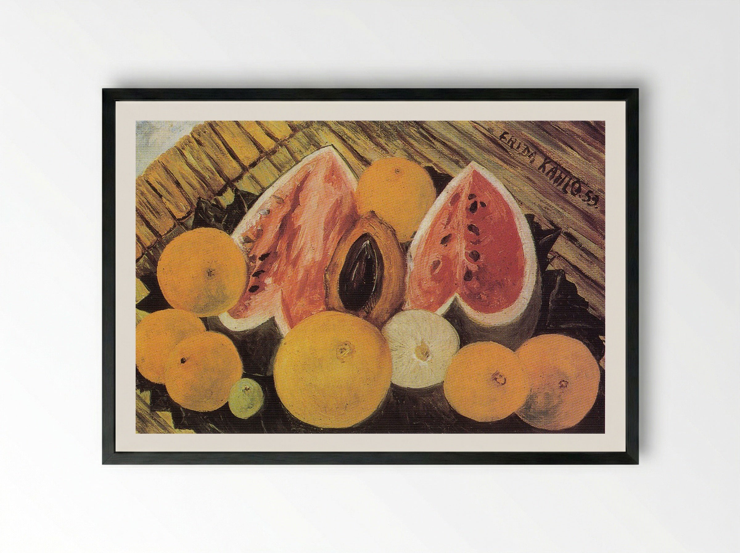 Still Life with Watermelons - Frida Kahlo - Framed Print Black