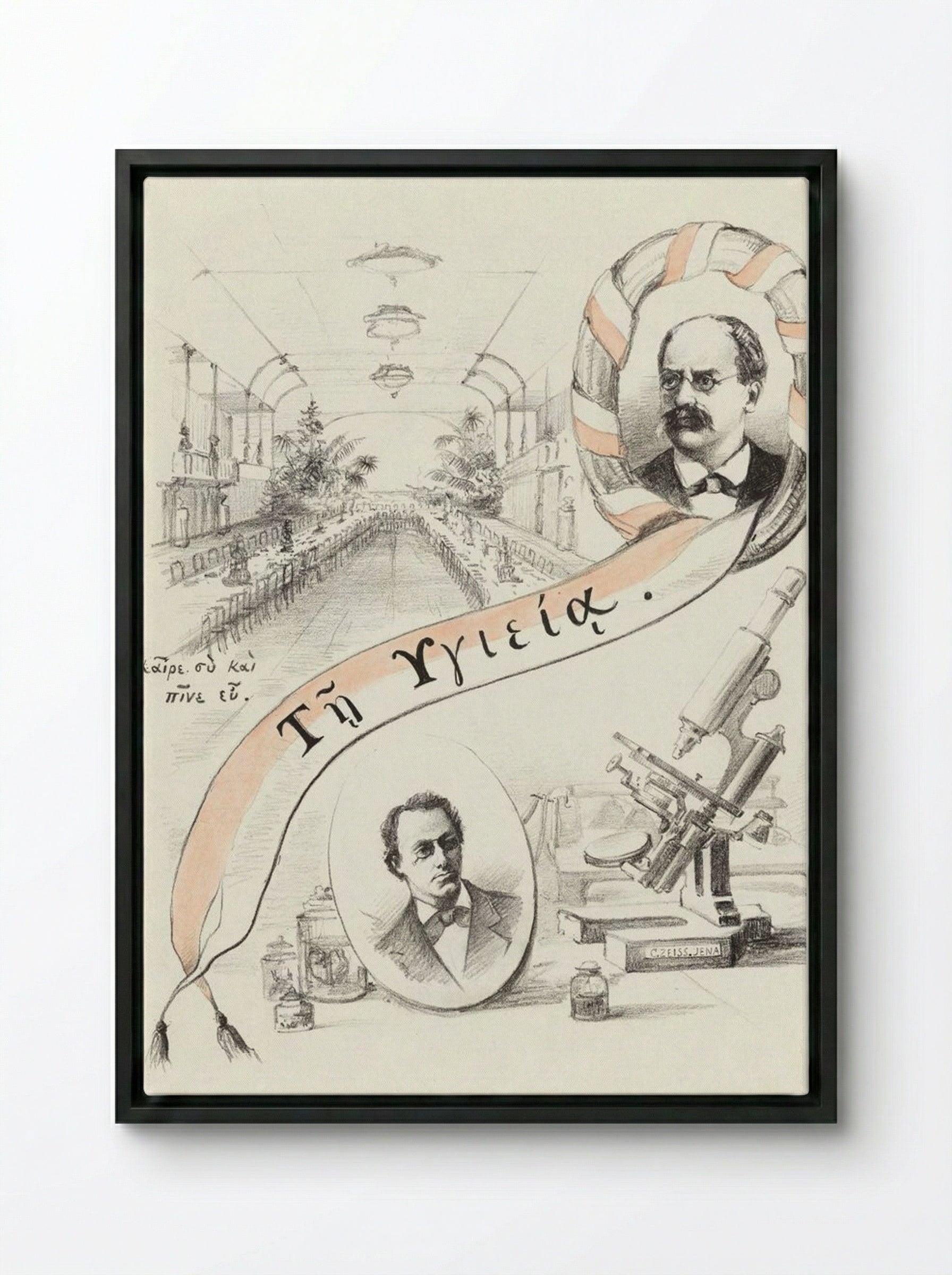 Vier voorstellingen betreffende het natuur- en geneeskundig congres te Leiden - Theo van Hoytema - Framed Canvas Black