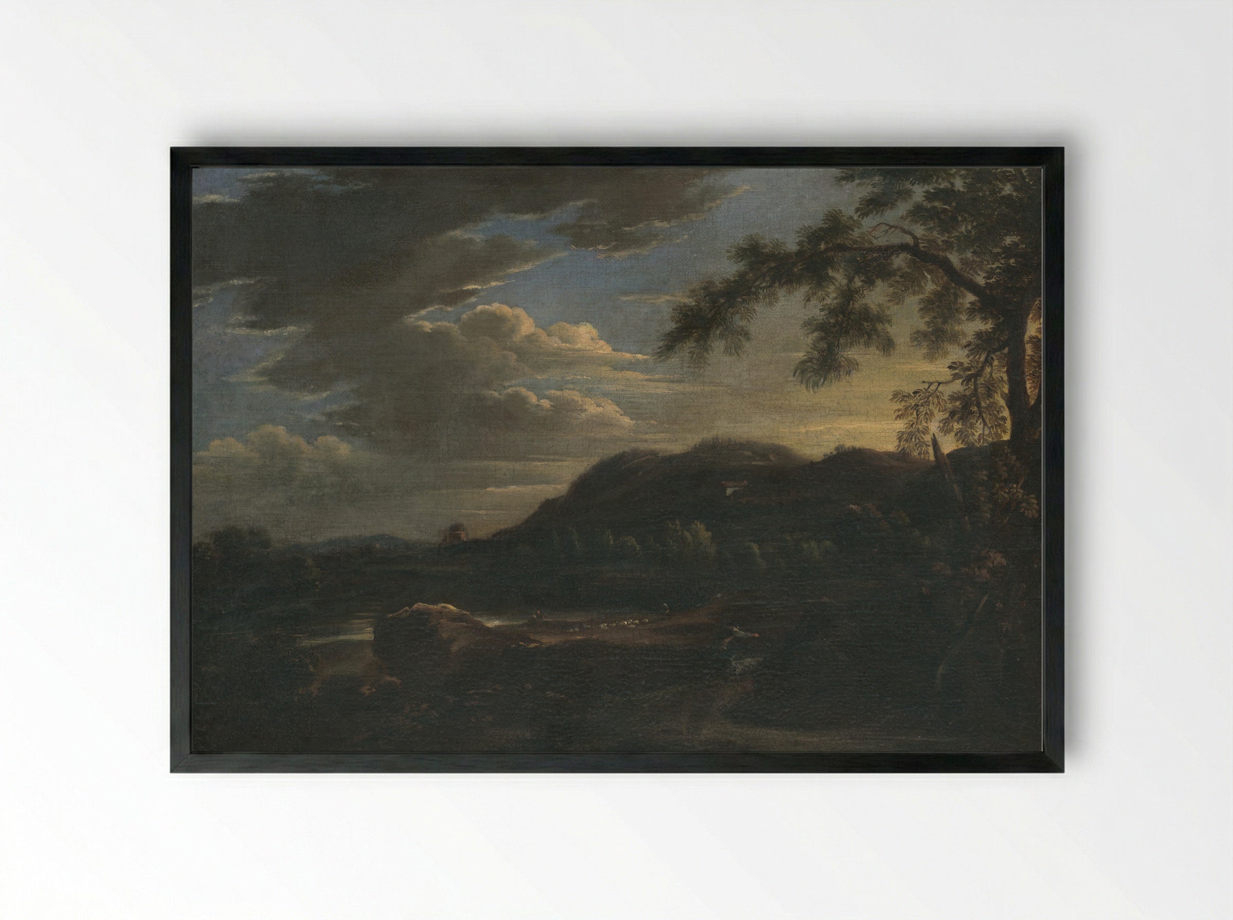 Landscape with Shepherds - Claude Lorrain - Framed Print Black