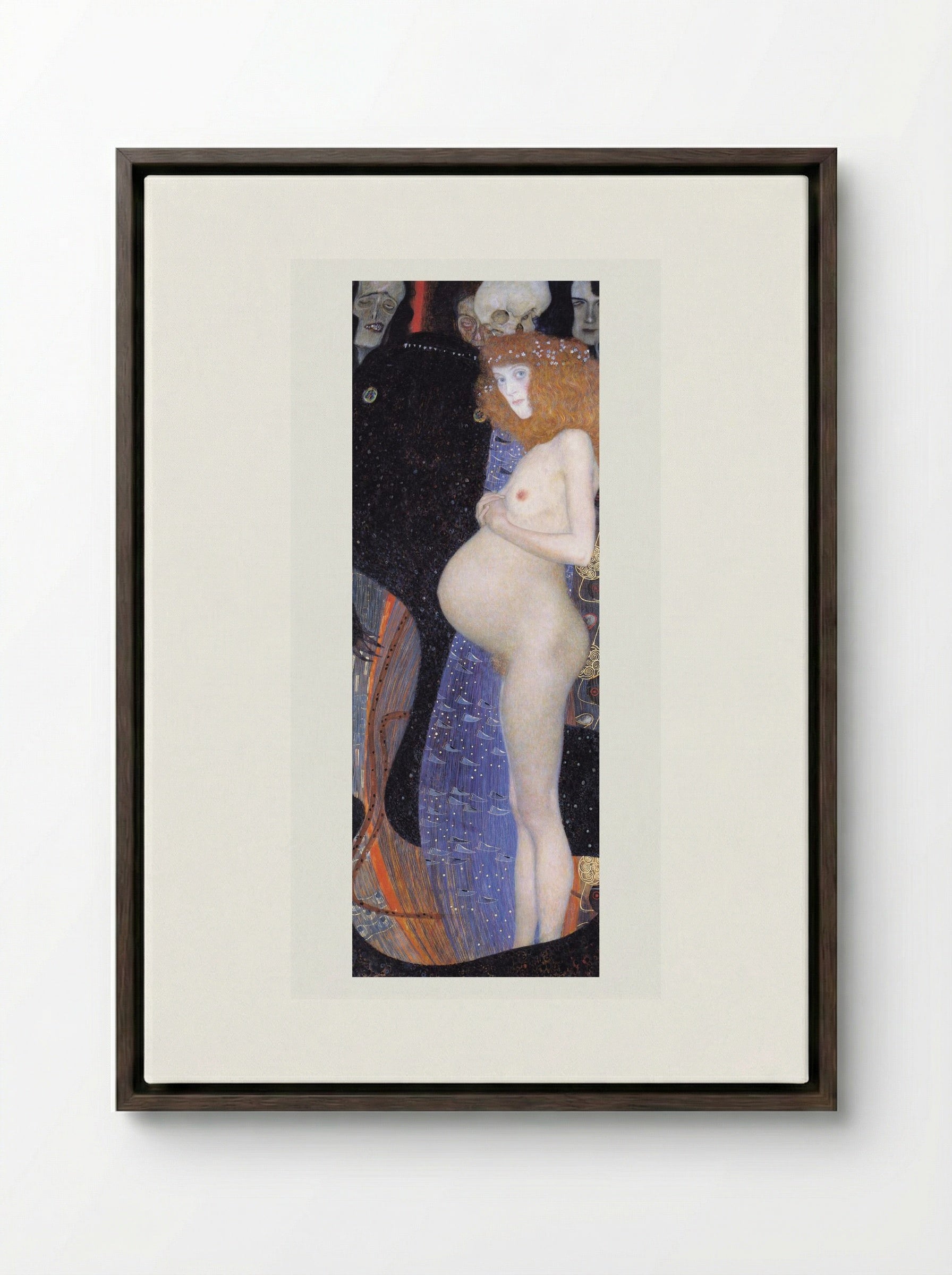 Hope I - Gustav Klimt - Framed Canvas Dark Wood