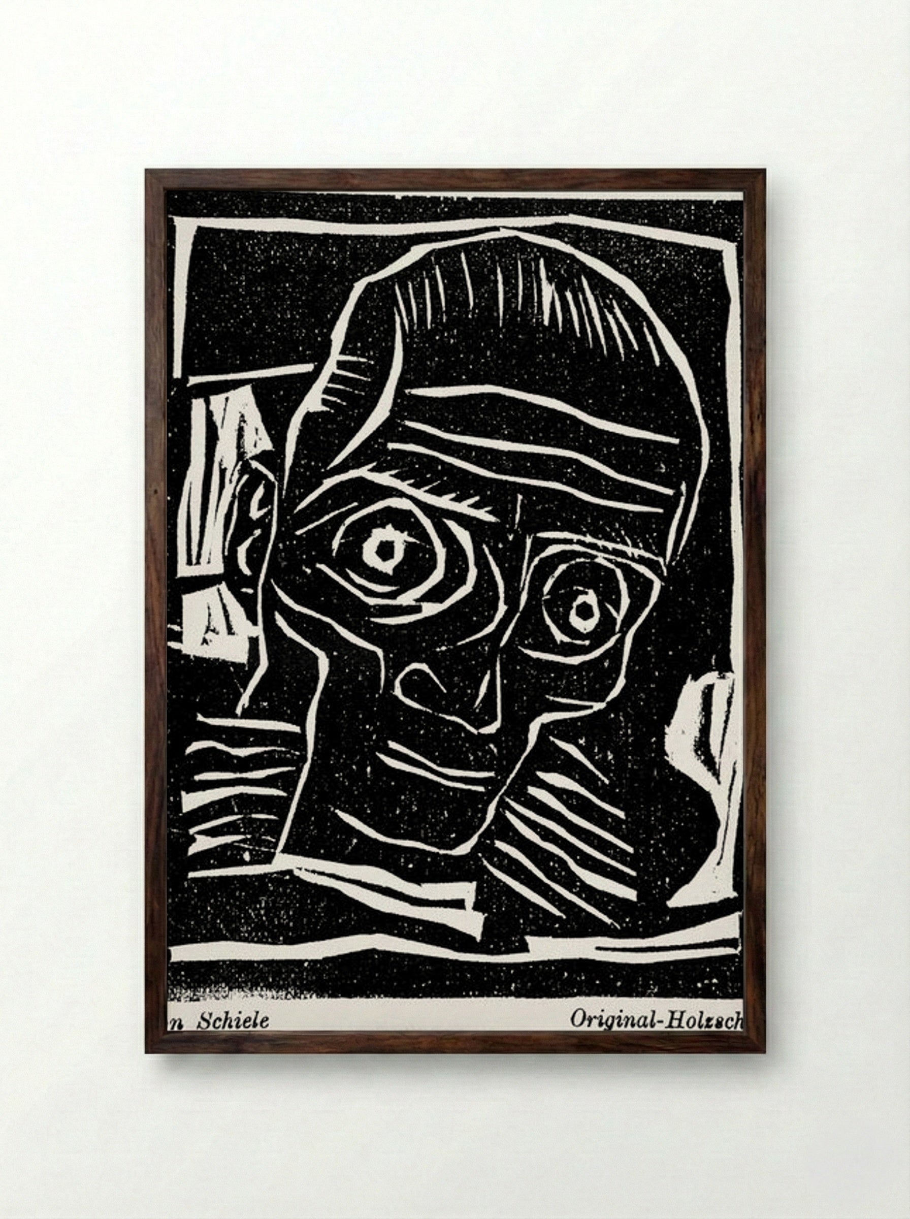 Die Aktion, Jg. 6, Nr. 39/40 (Self-Portrait) - Egon Schiele - Framed Print Dark Wood