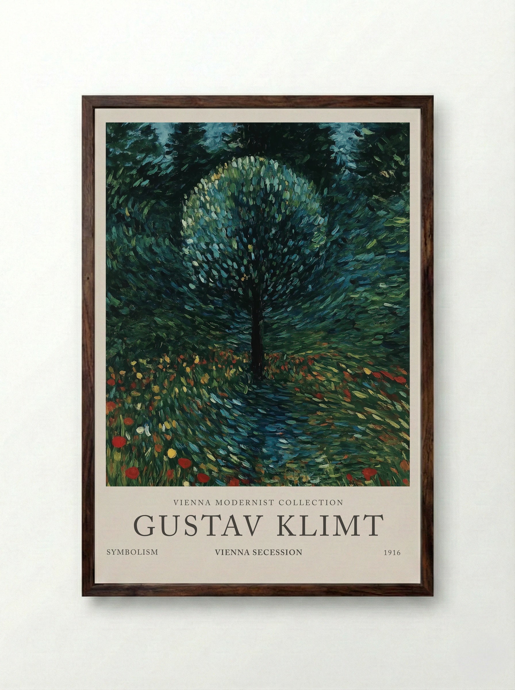 Orchard Tree in Bloom - Gustav Klimt - Framed Print Dark Wood