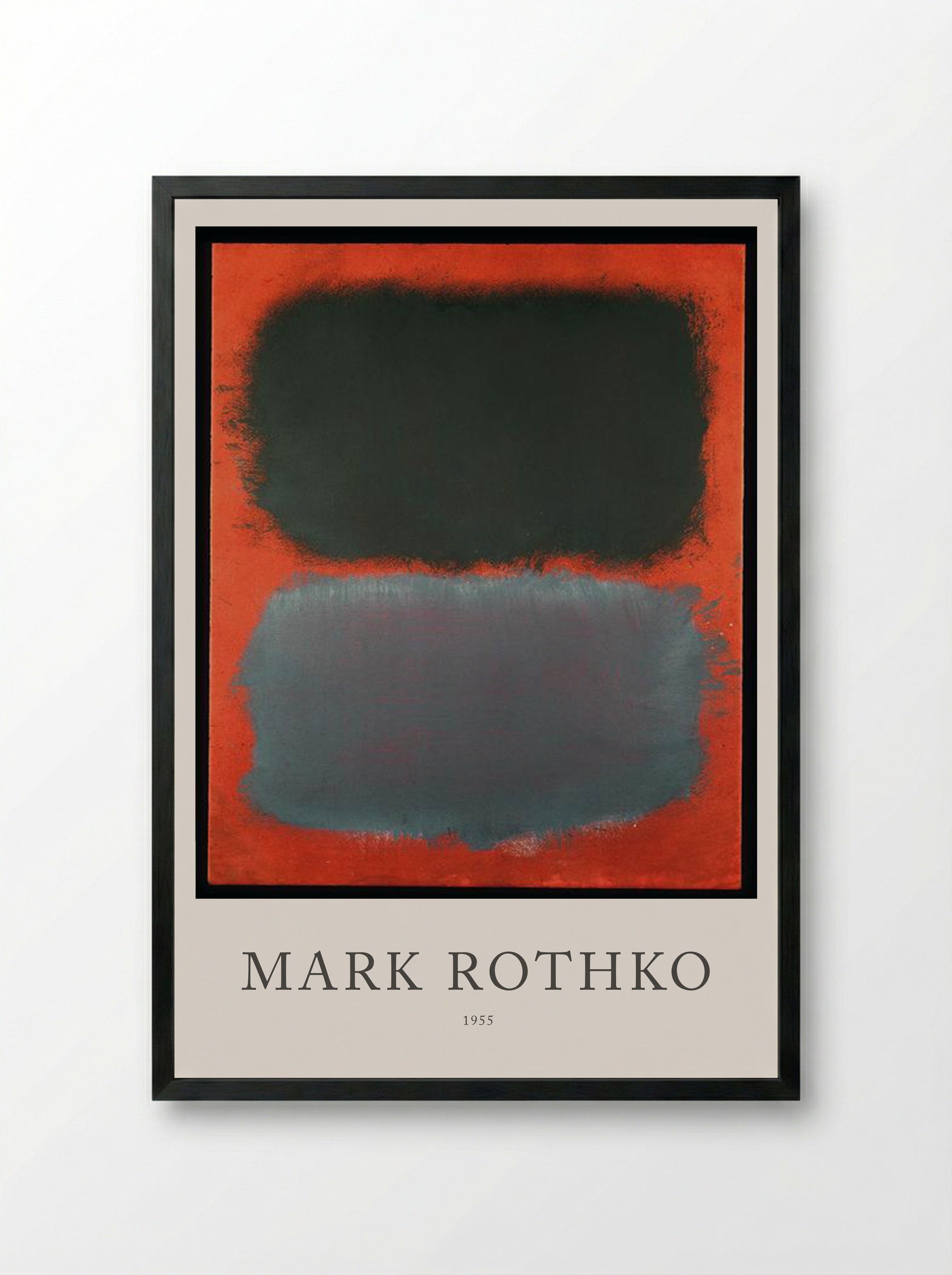 Untitled (Black and Grey Over Orange) - Mark Rothko - Framed Print Black