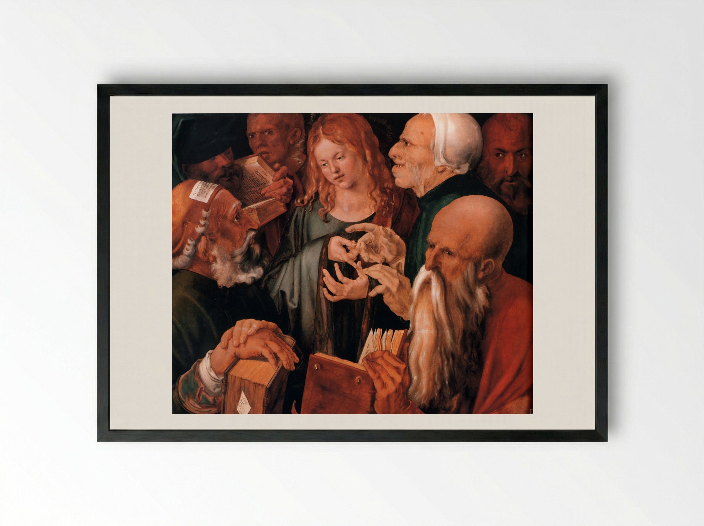 Christ among the Doctors - Albrecht Dürer - Framed Print Black
