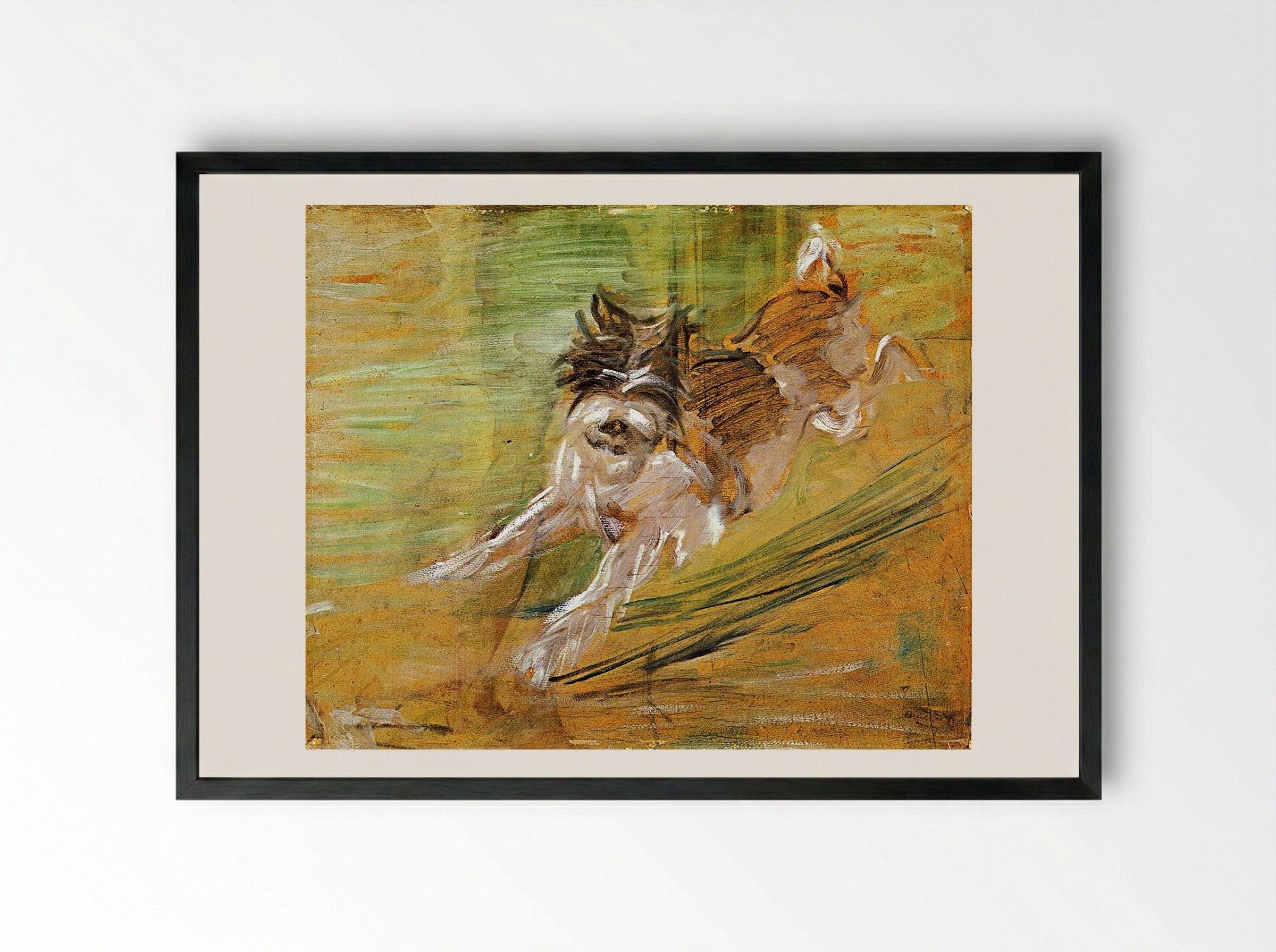 Jumping Dog - Wilhelm Schlick - Framed Print Black