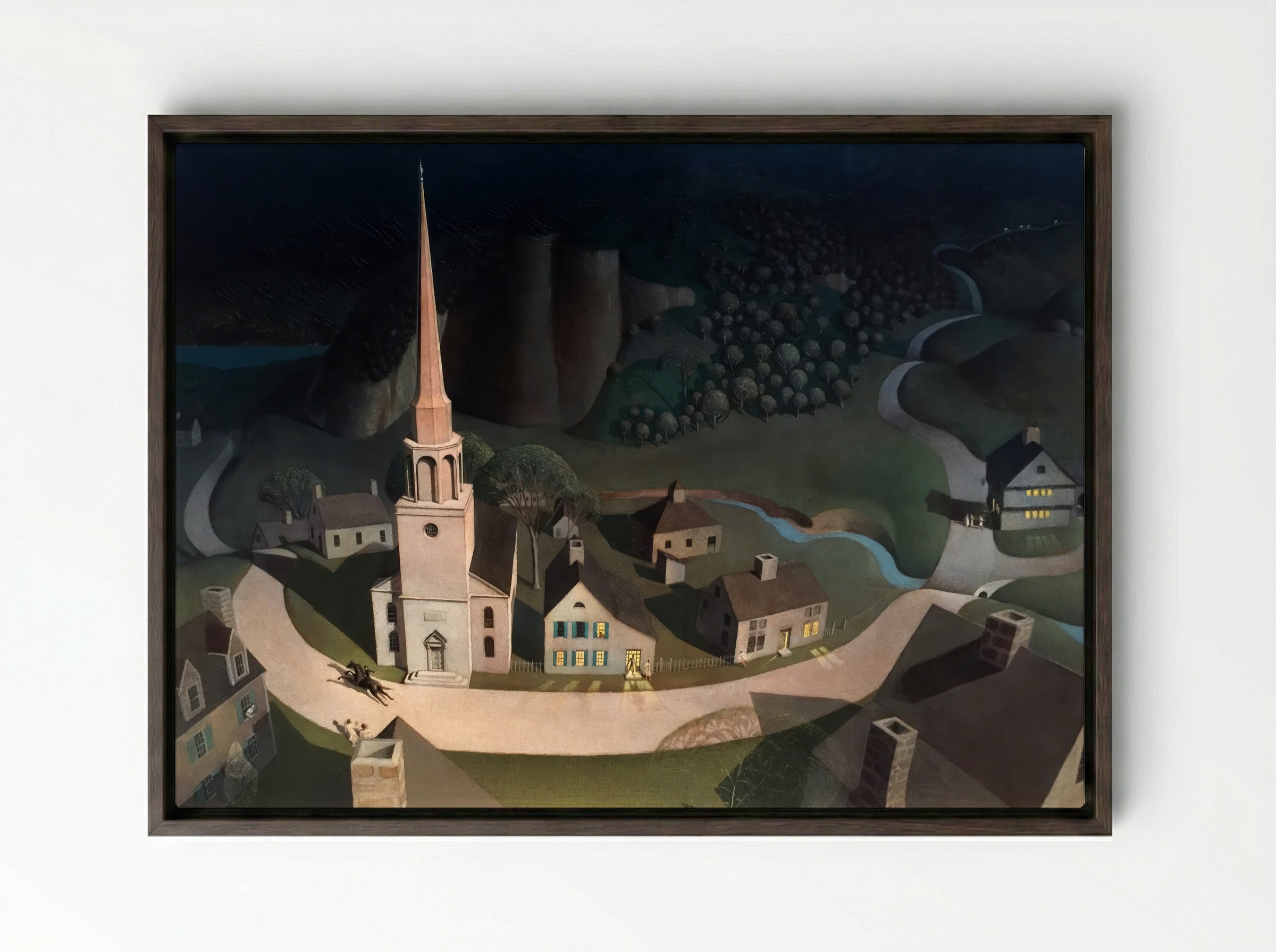The Midnight Ride of Paul Revere - Grant Wood - Framed Canvas Dark Wood