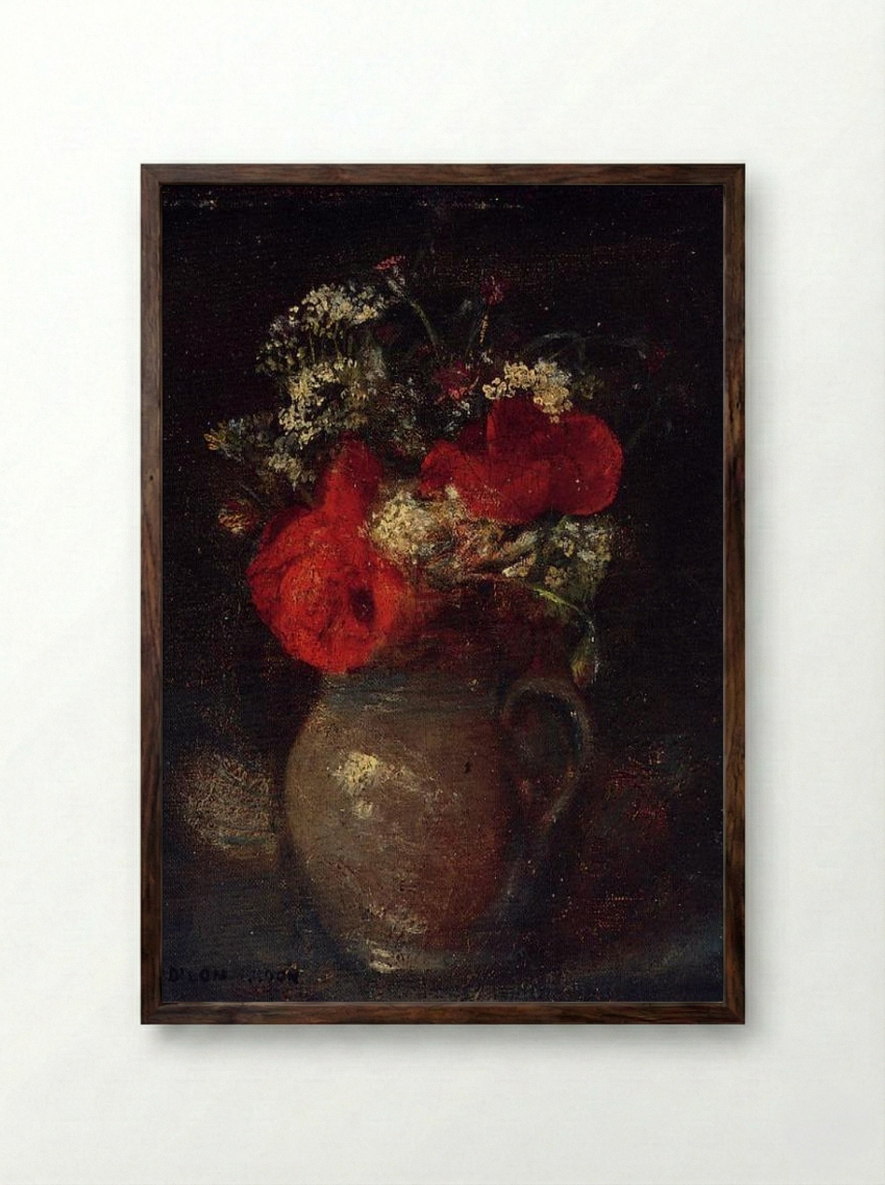 Bouquet of Flowers in a Vase - Julia Dillon - Framed Print Dark Wood