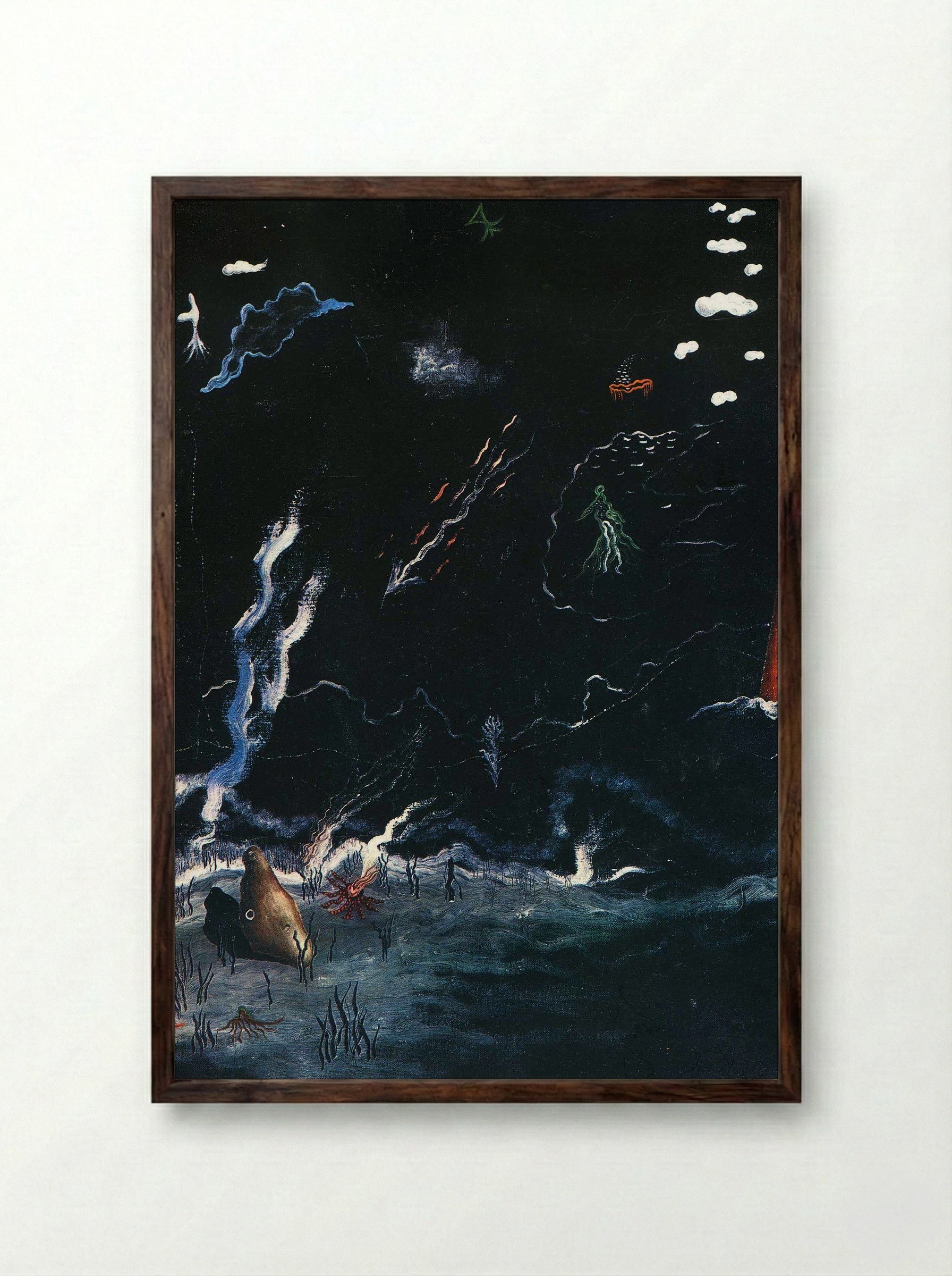 Storm (Black Landscape) - Yves Tanguy - Framed Print Dark Wood