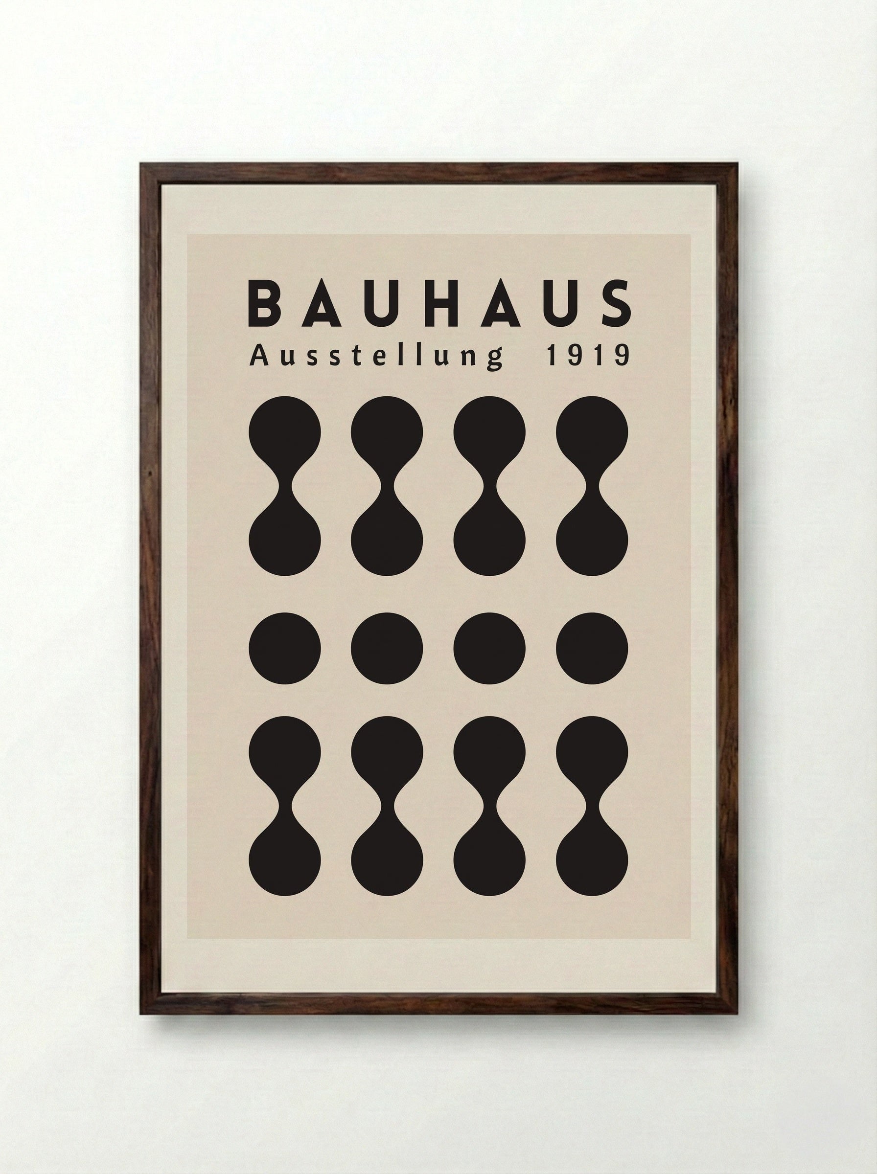 Bauhaus Hourglass Matrix – 1919 Exhibition - Framed Print Dark Wood