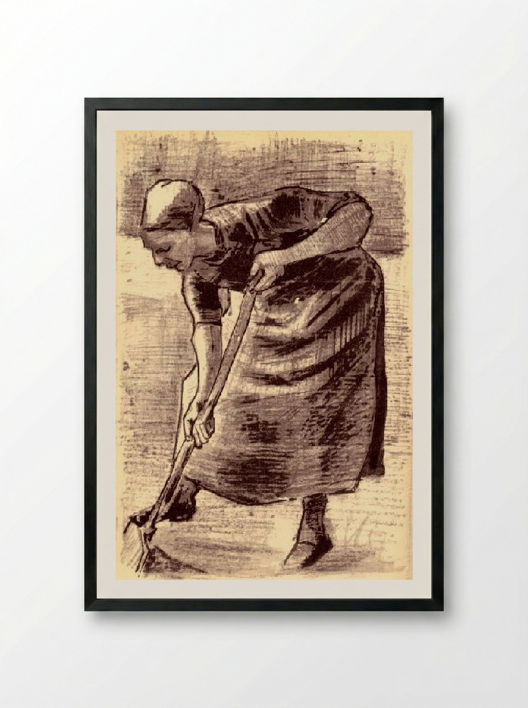 Woman Digging - Vincent van Gogh - Framed Print Black