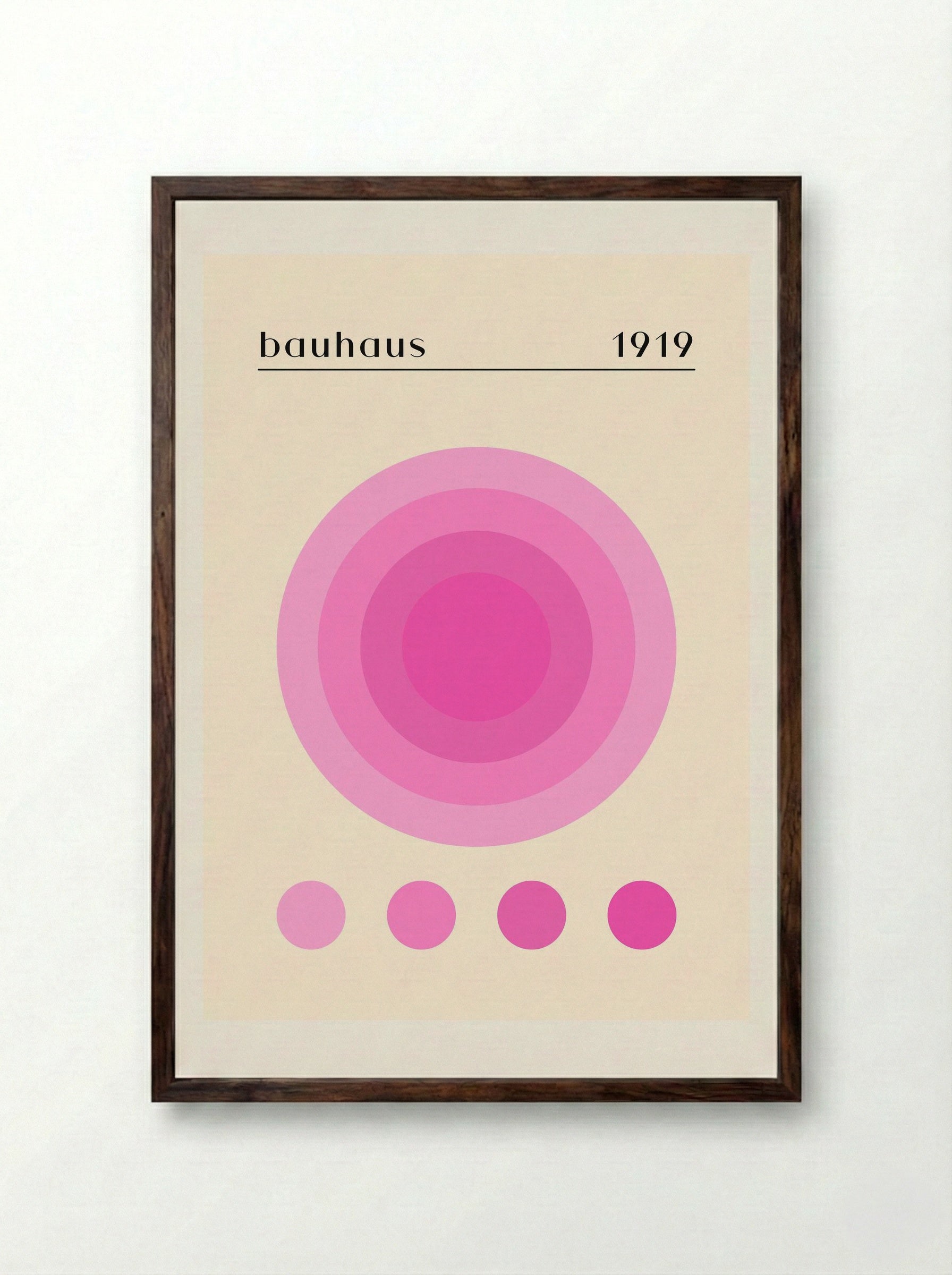 Bauhaus Radiant Pink Circles 1919 - Framed Print Dark Wood