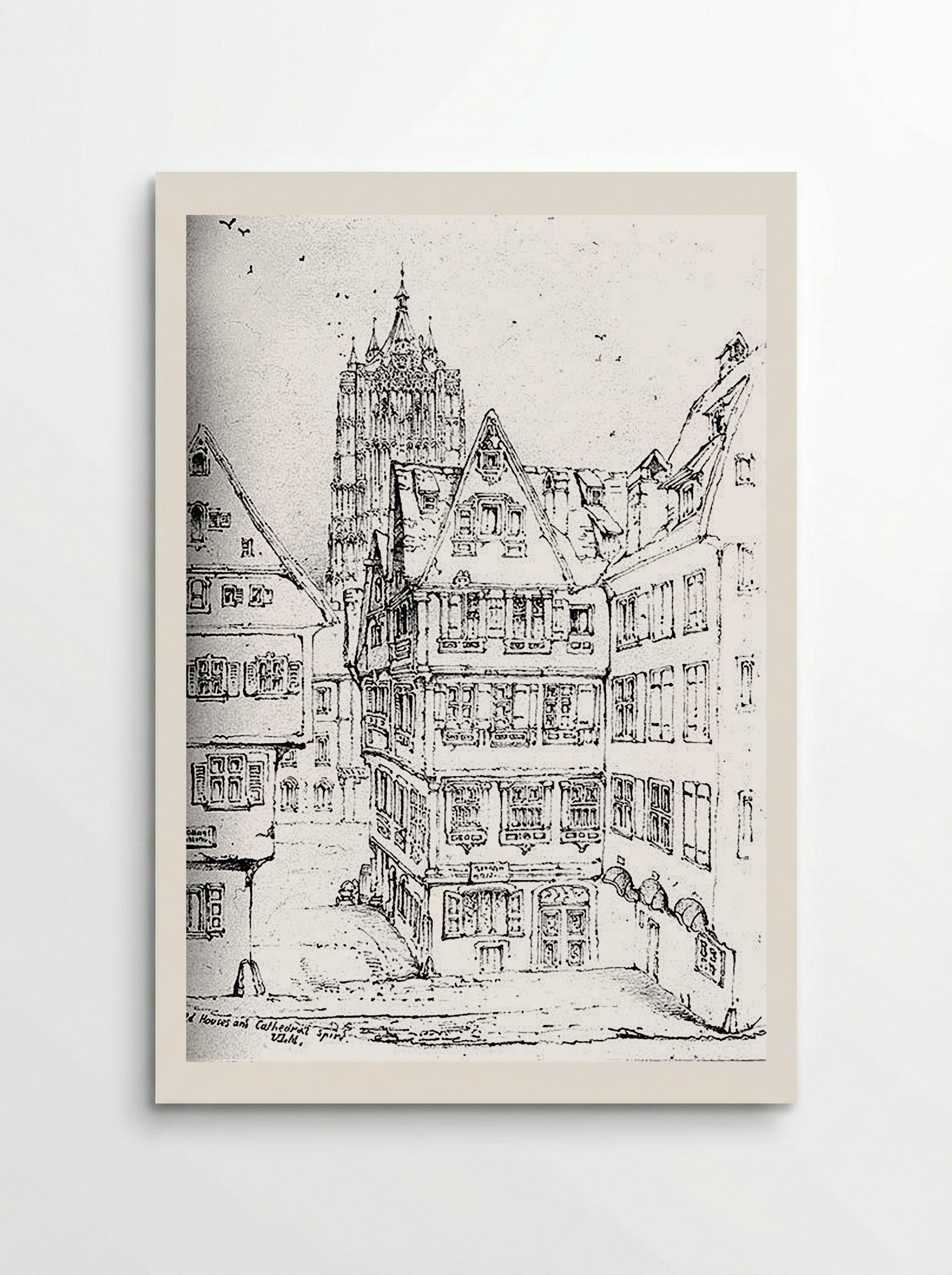 Houses and Cathedral Spire, Ulm - Walter M. Keesey - Poster
