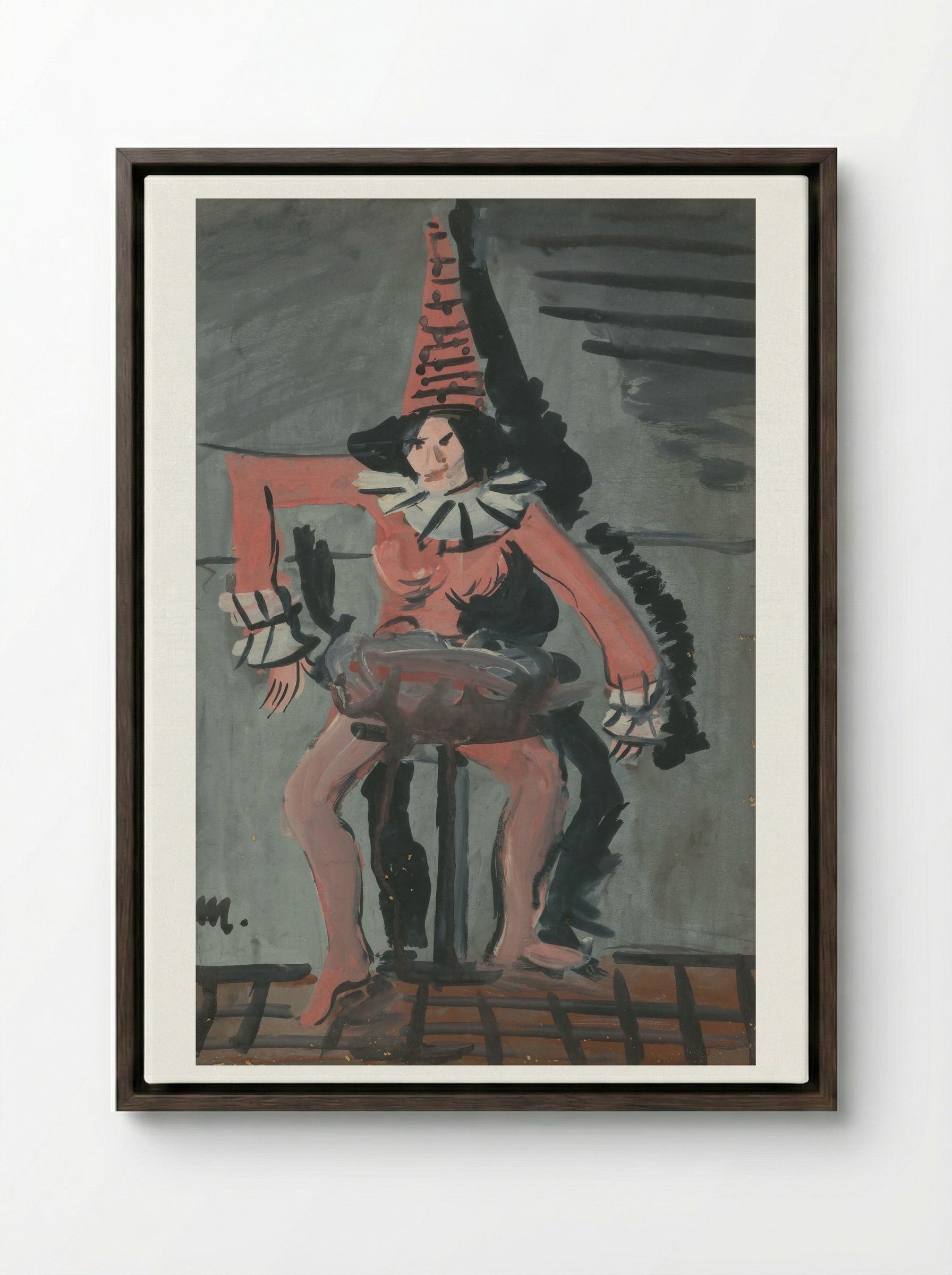 Pierrot - Cyprián Majerník - Framed Canvas Dark Wood