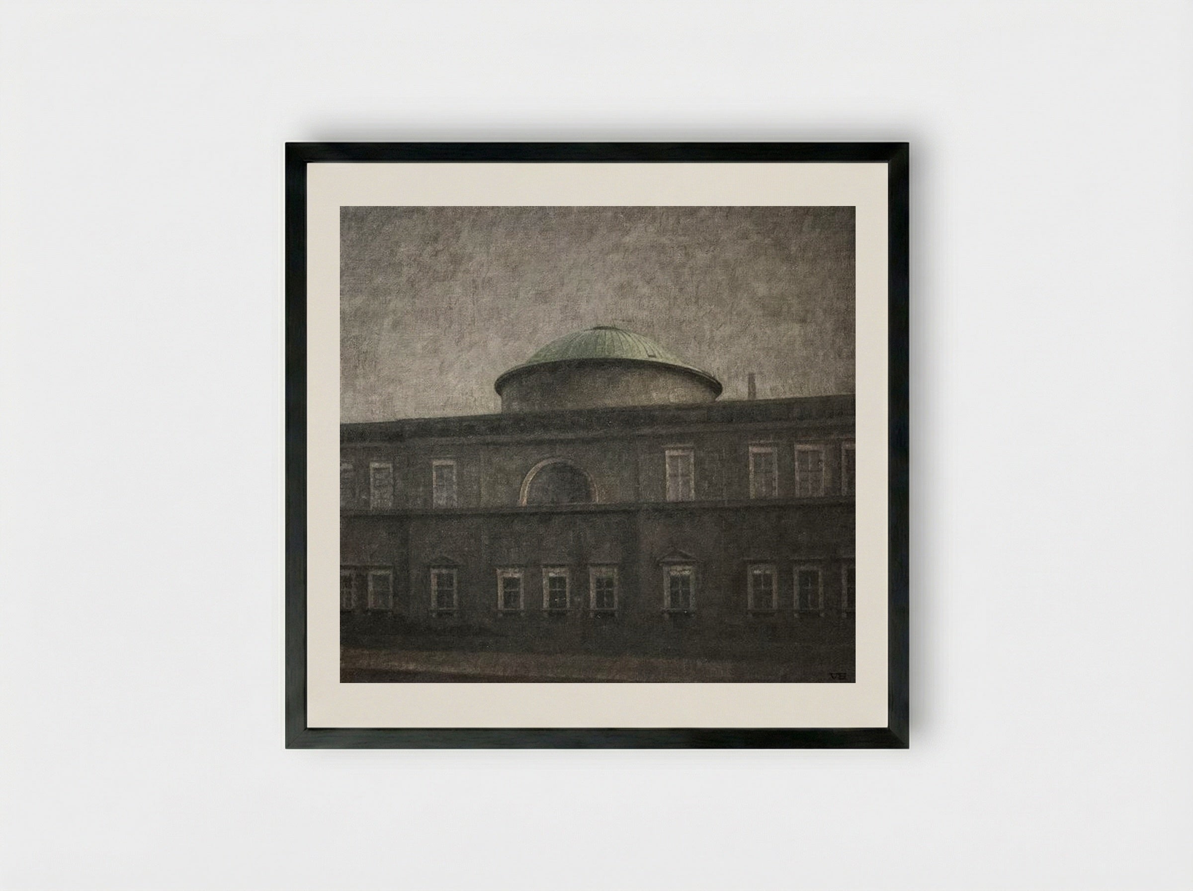The Royal Palace Church in Copenhagen - Vilhelm Hammershøi - Framed Print Black