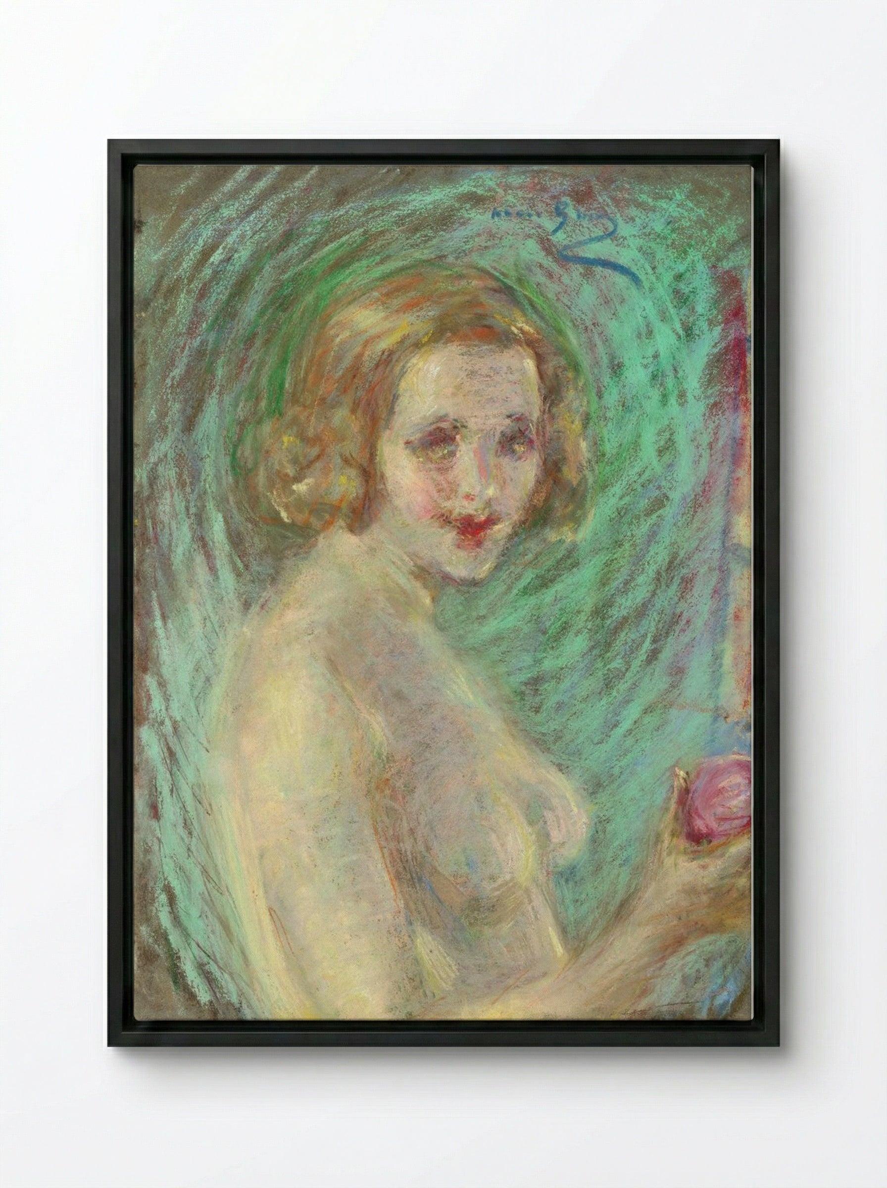 Nude with Fruit - Alice Pike Barney - Framed Canvas Black