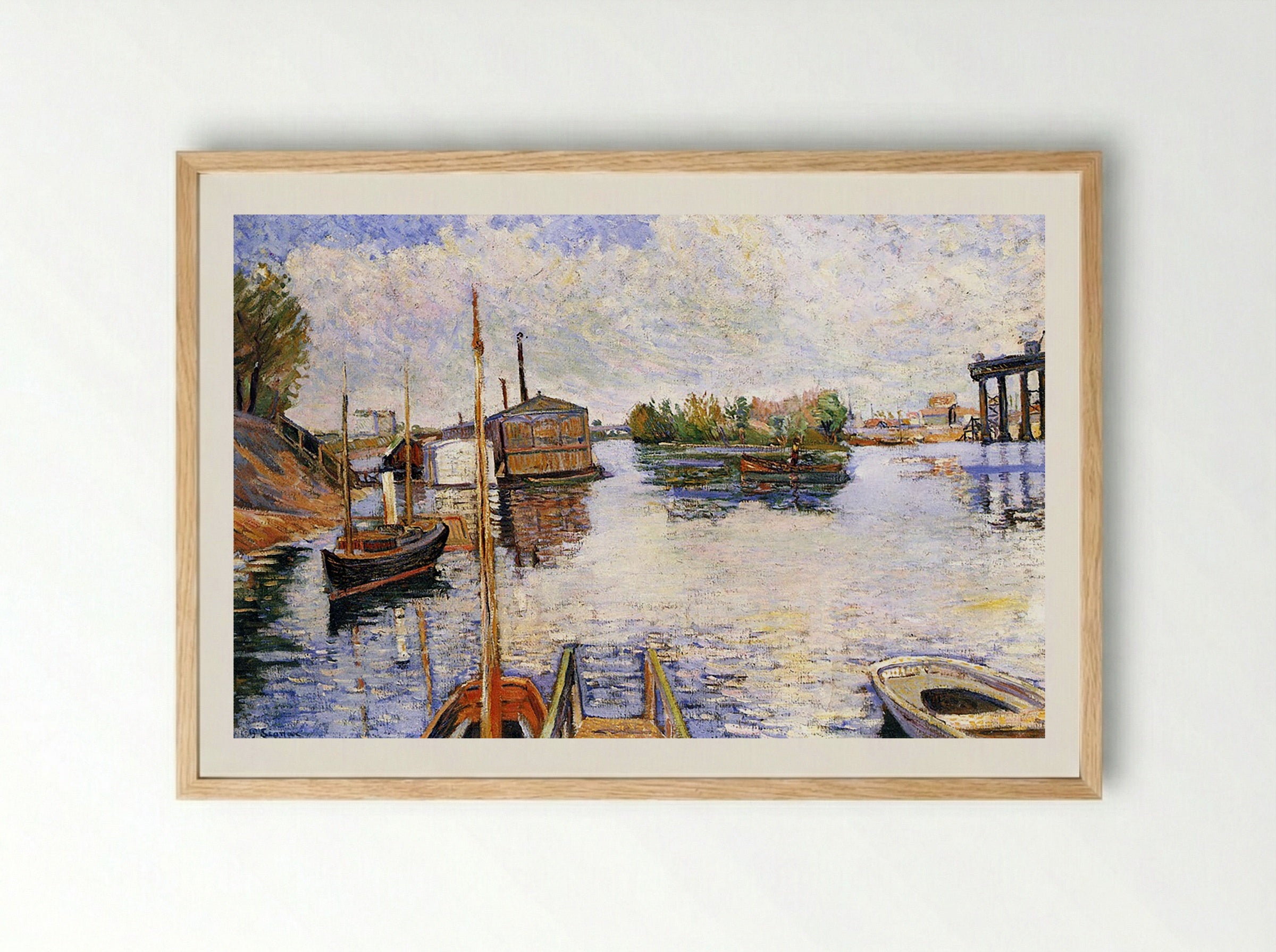 Paris, Ponton des Bains Bailet - Paul Signac - Framed Print Wood
