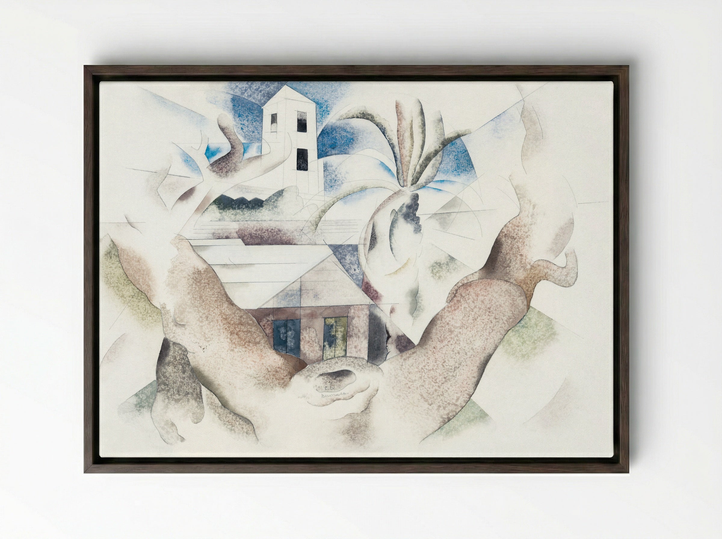 Bermuda No. 1, Tree and House - Charles Demuth - Framed Canvas Dark Wood