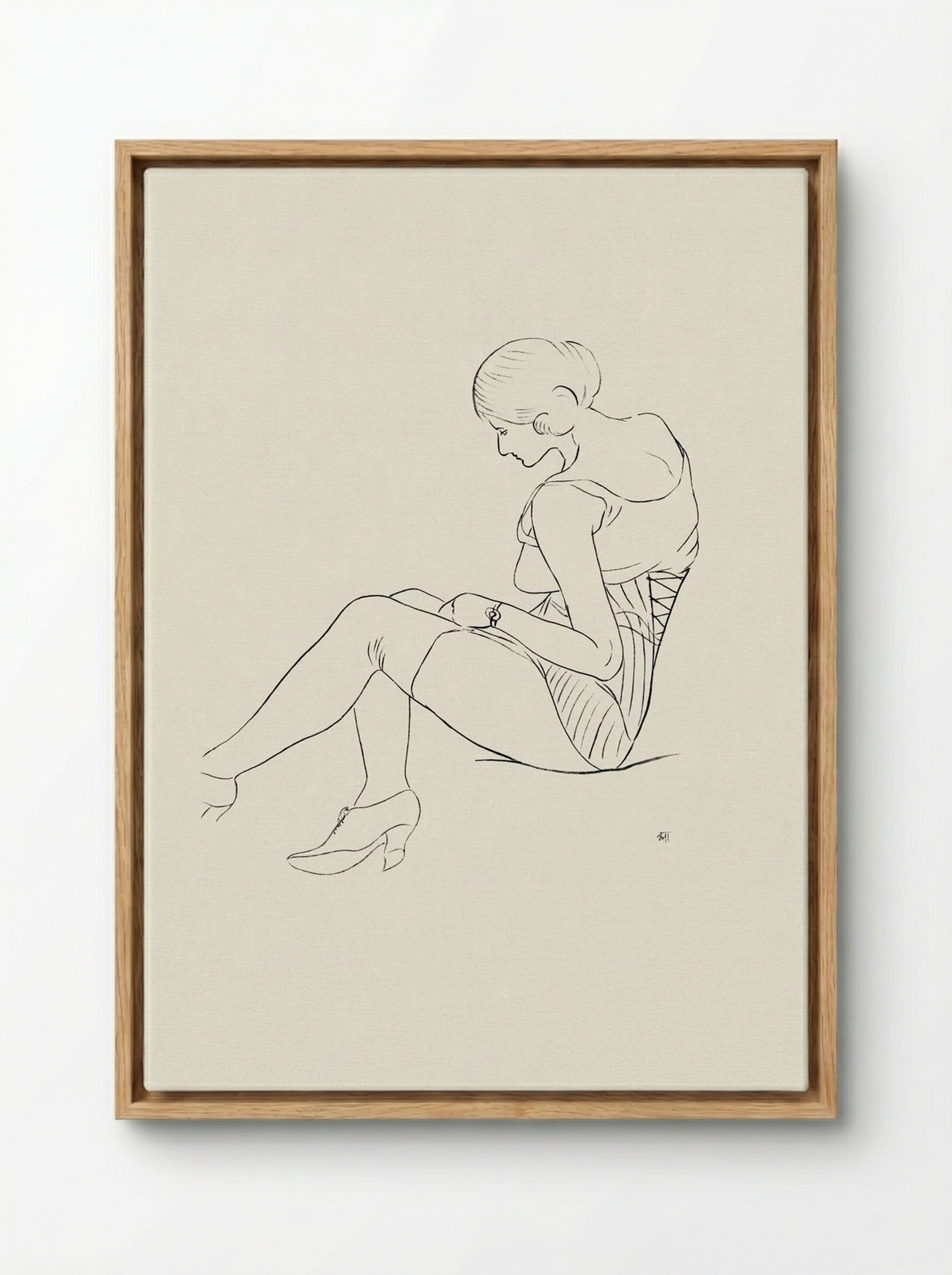 Semi-nude Woman, Seated - Ananda Kentish Coomaraswamy - Framed Canvas Wood