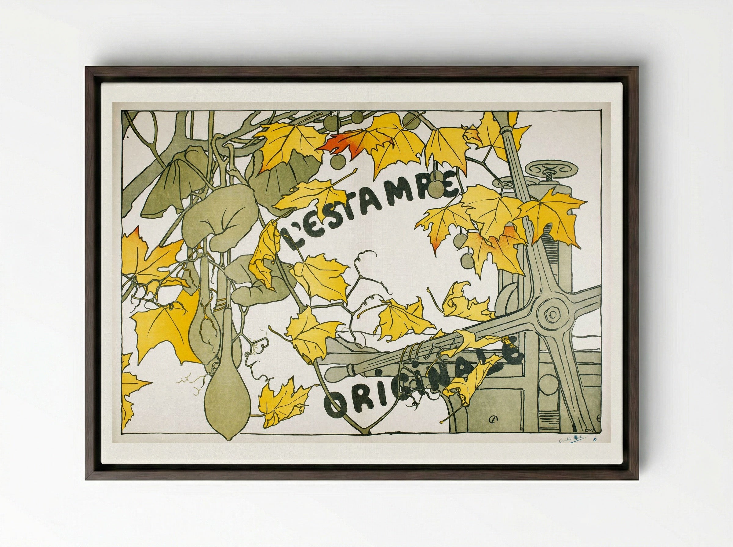 Cover for the Second Year of L'Estampe Originale - Camille Martin - Framed Canvas Dark Wood