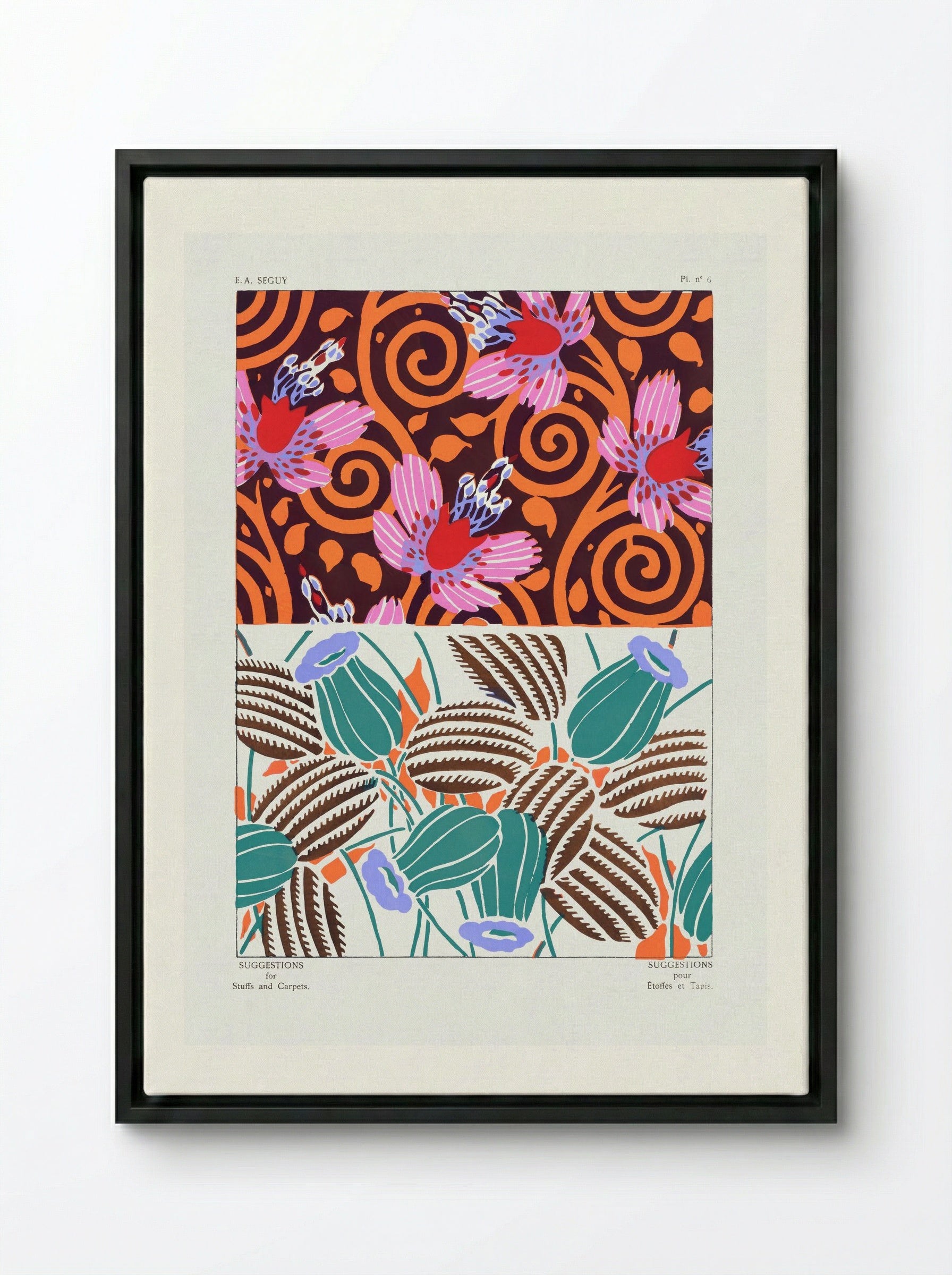 Suggestions for Stuffs and Carpets, Plate 6 - Émile-Allain Séguy - Framed Canvas Black