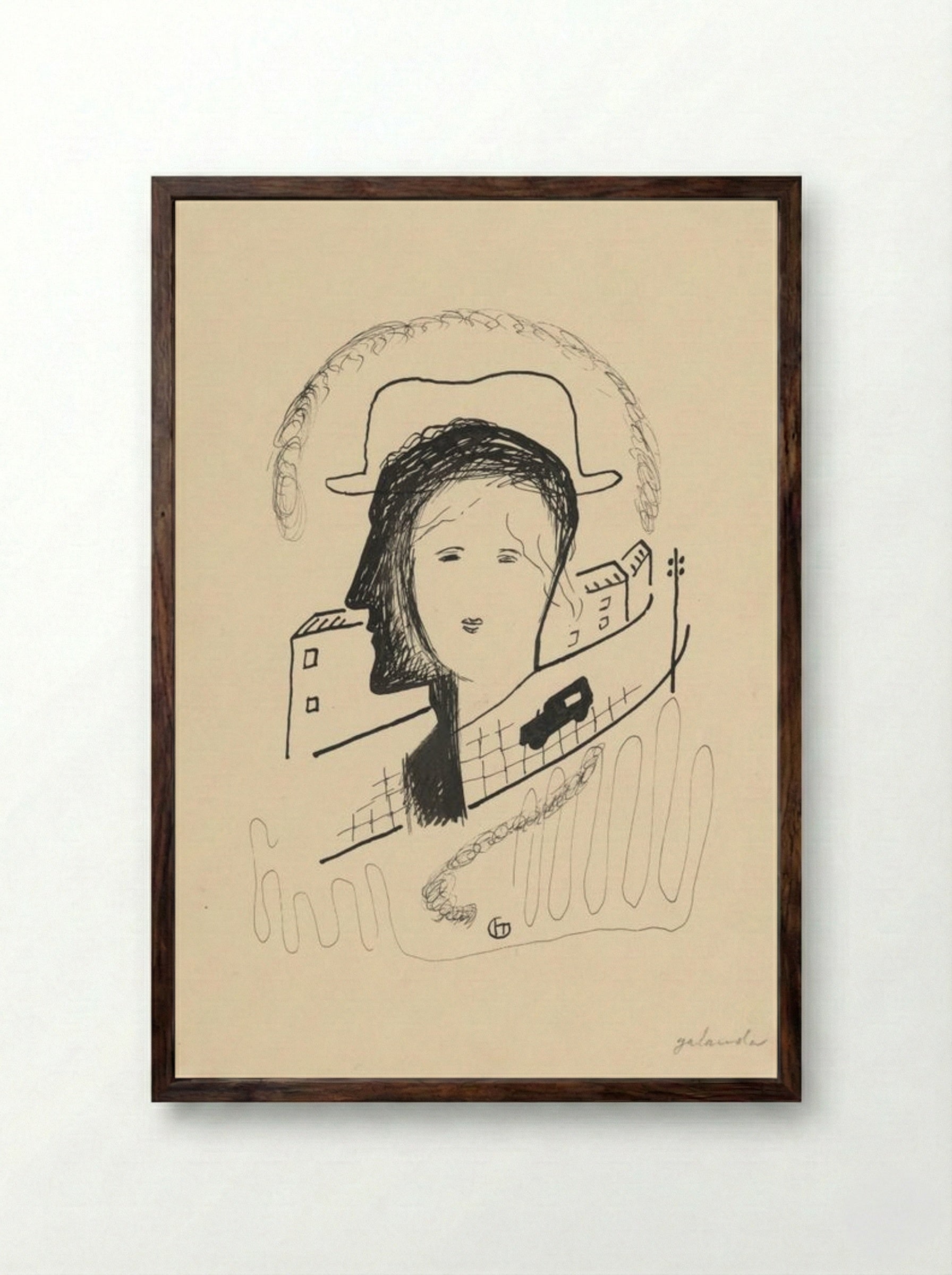 Couple in a Landscape - Mikuláš Galanda - Framed Print Dark Wood