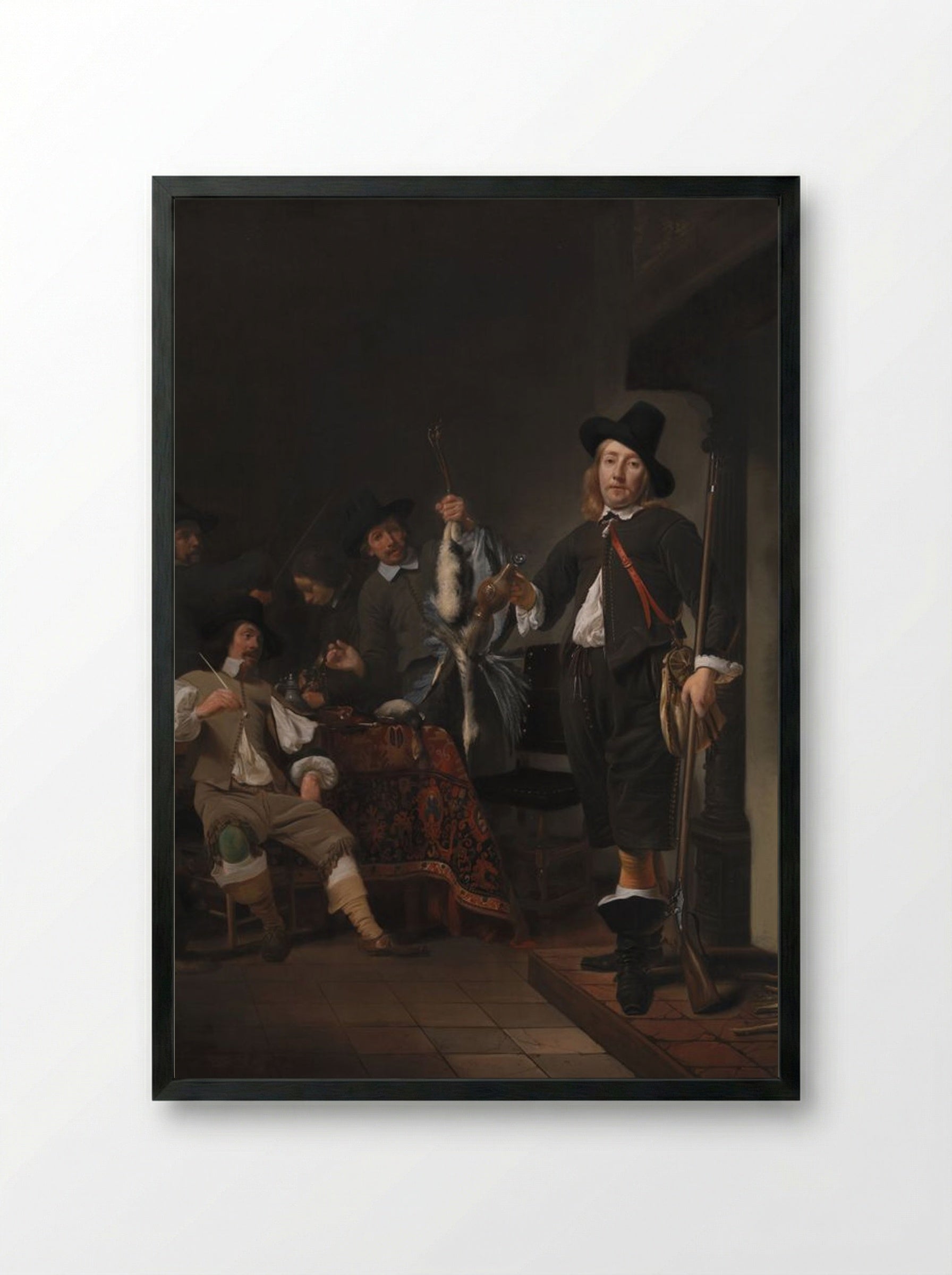 The Homecoming of a Fowling Party - Frans Hals - Framed Print Black