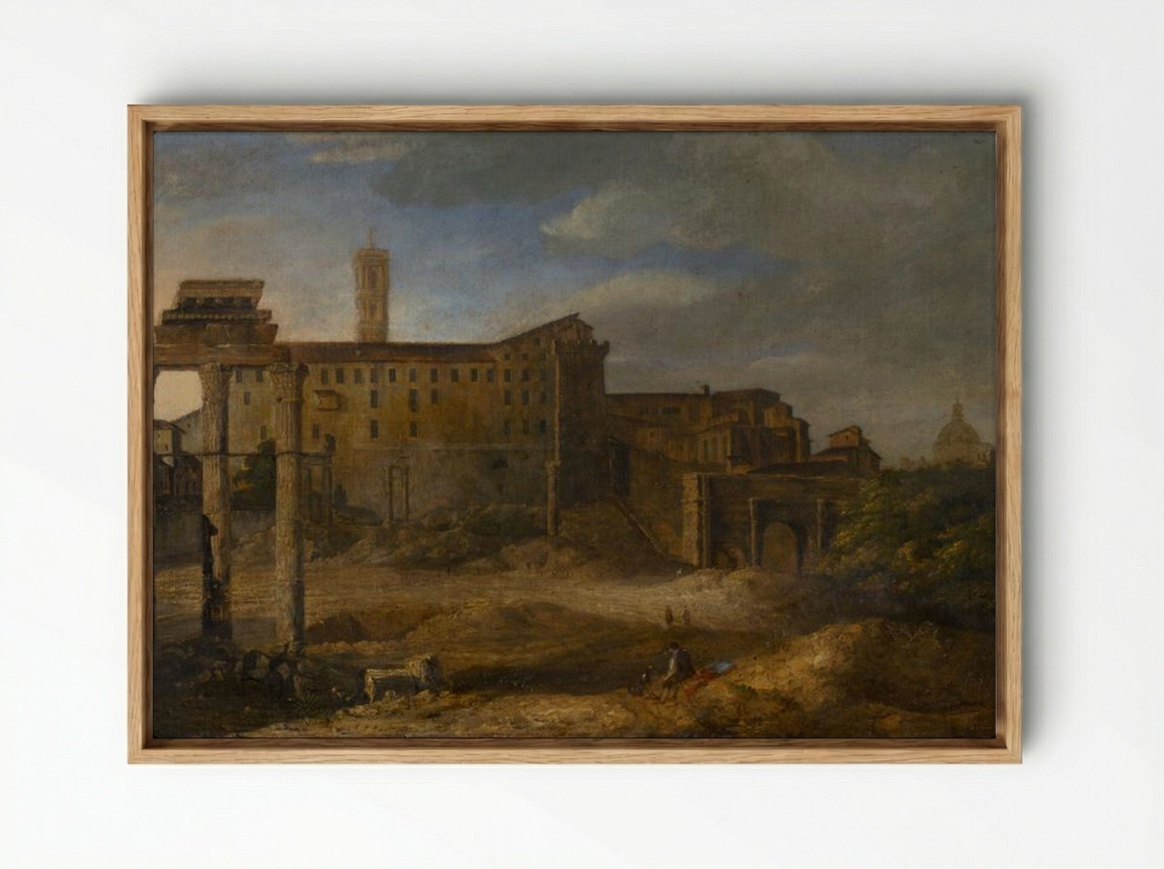 Roman Ruins with Figures - Giovanni Paolo Panini - Framed Canvas Wood
