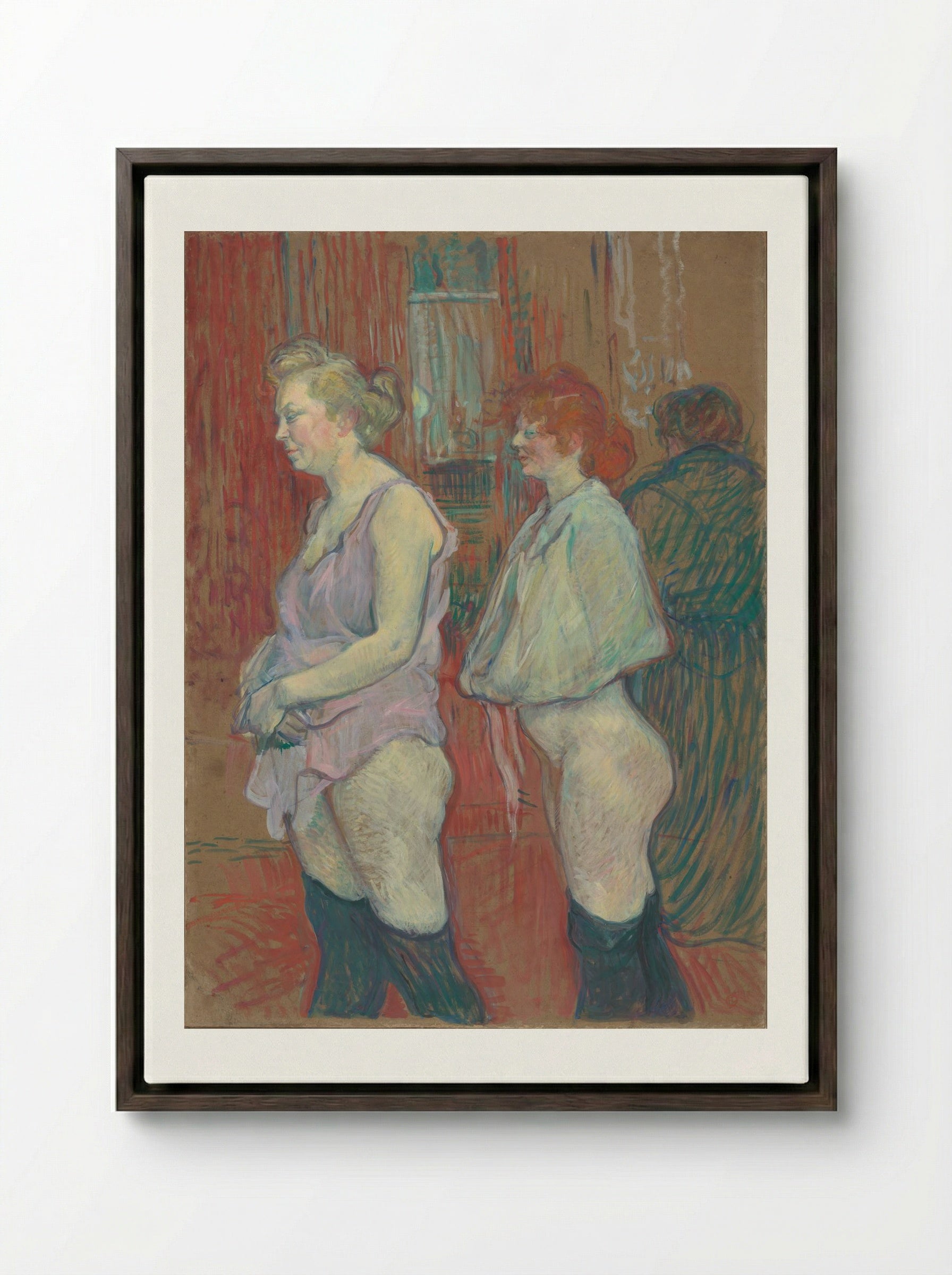 Rue des Moulins - Henri de Toulouse-Lautrec - Framed Canvas Dark Wood