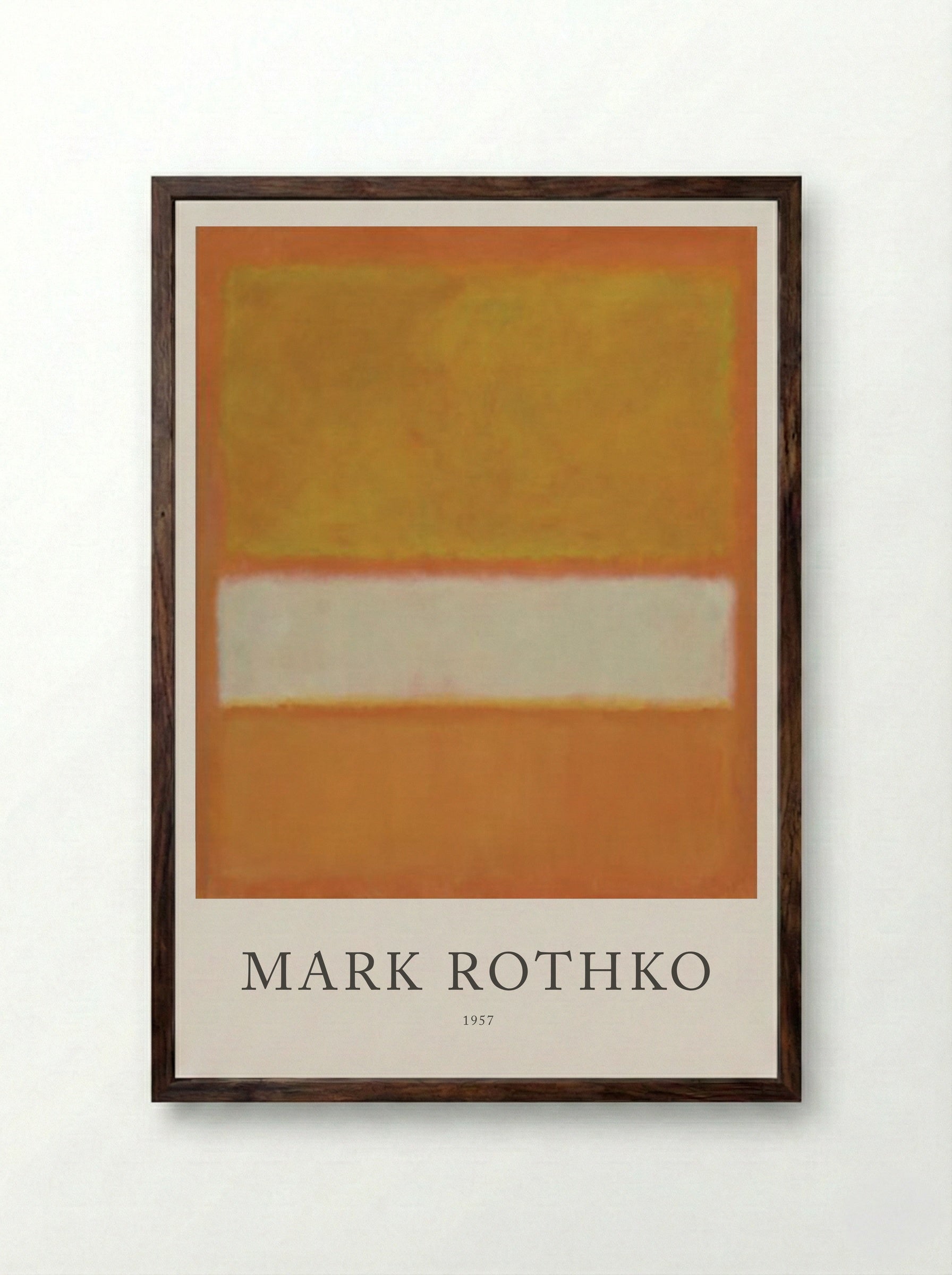 Untitled (Orange, White, and Orange) - Mark Rothko - Framed Print Dark Wood