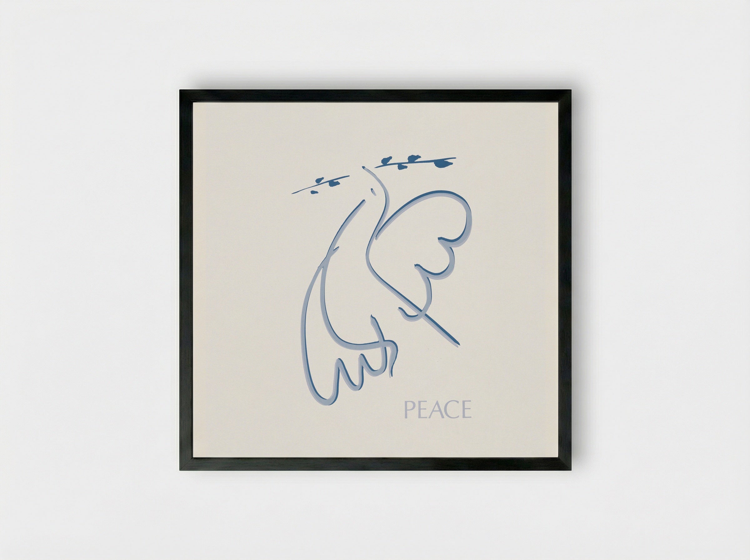 Peace (Dove with Olive Branch) - Fine Art Print - Framed Print Black