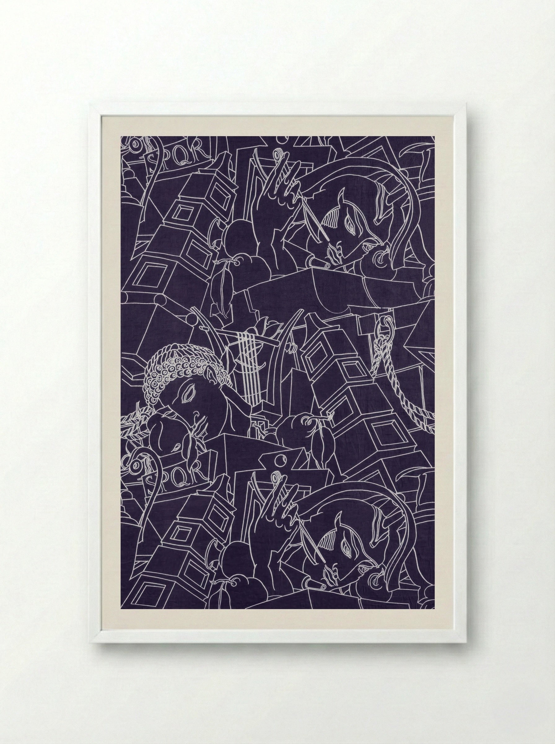 SPQR (Textile Design) - Victor Proetz - Framed Print White