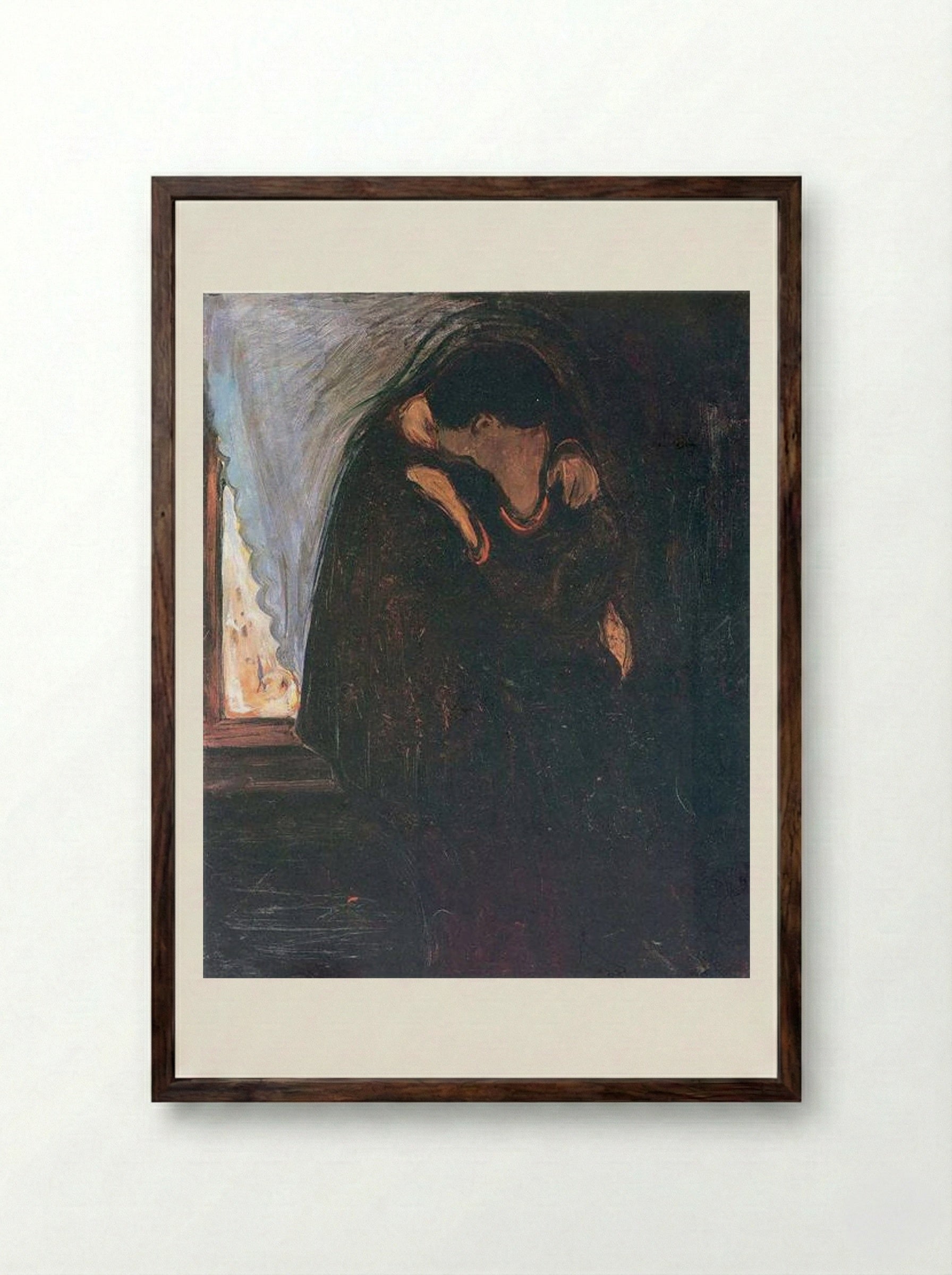 The Kiss I - Edvard Munch - Framed Print Dark Wood