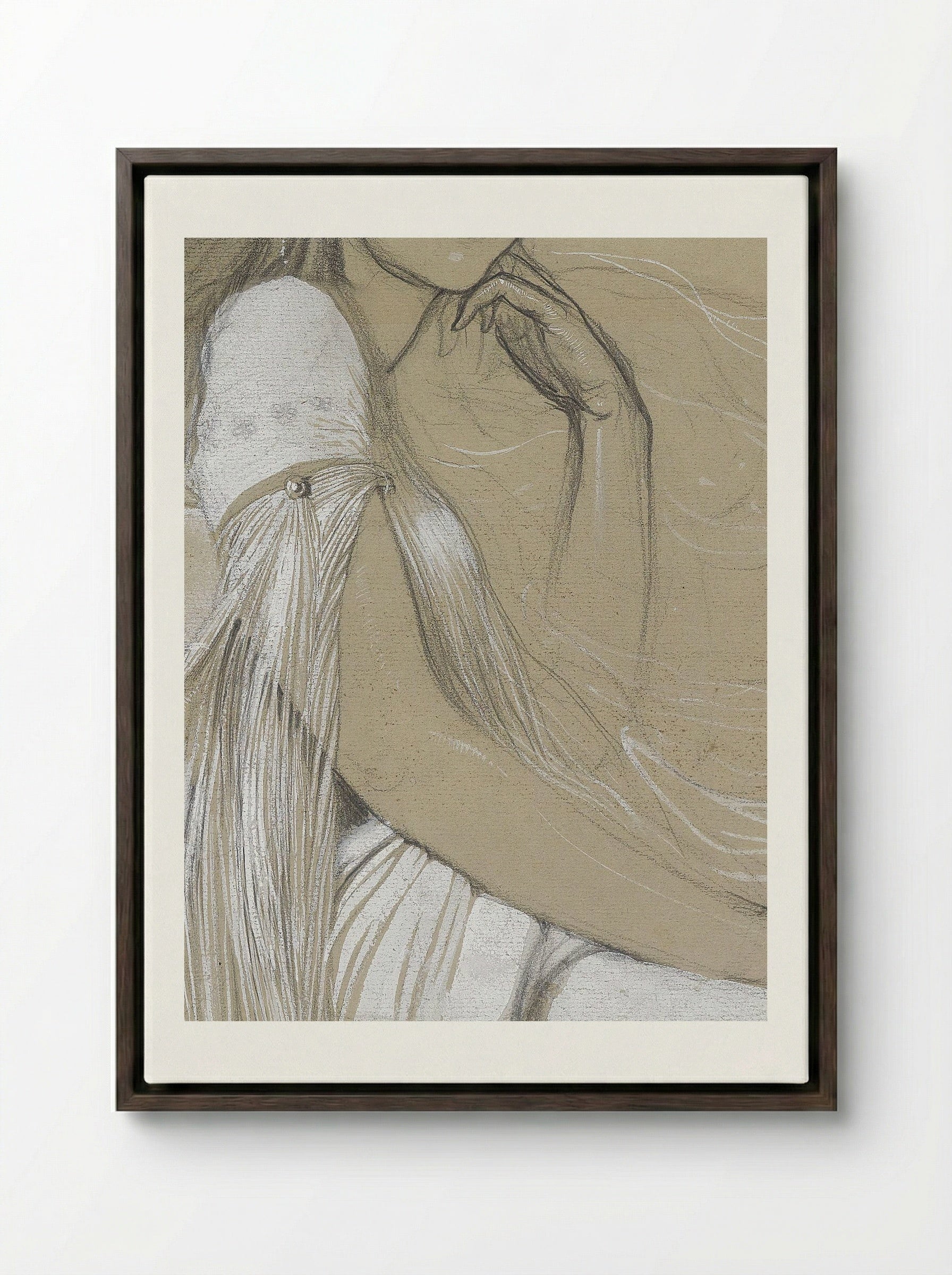 Study of Jaroslava Mucha, the Artist's Daughter - Alphonse Mucha - Framed Canvas Dark Wood