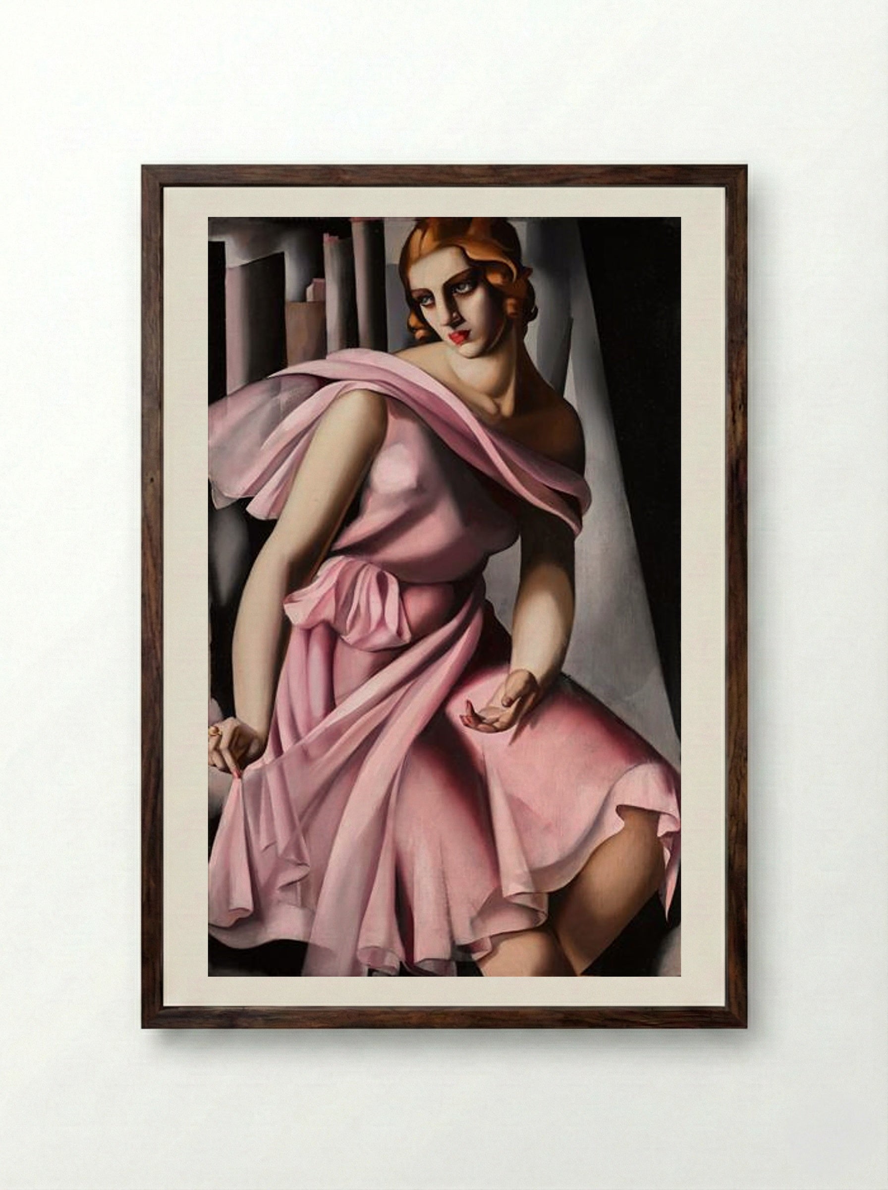 Portrait of Romana de La Salle - Tamara de Lempicka - Framed Print Dark Wood
