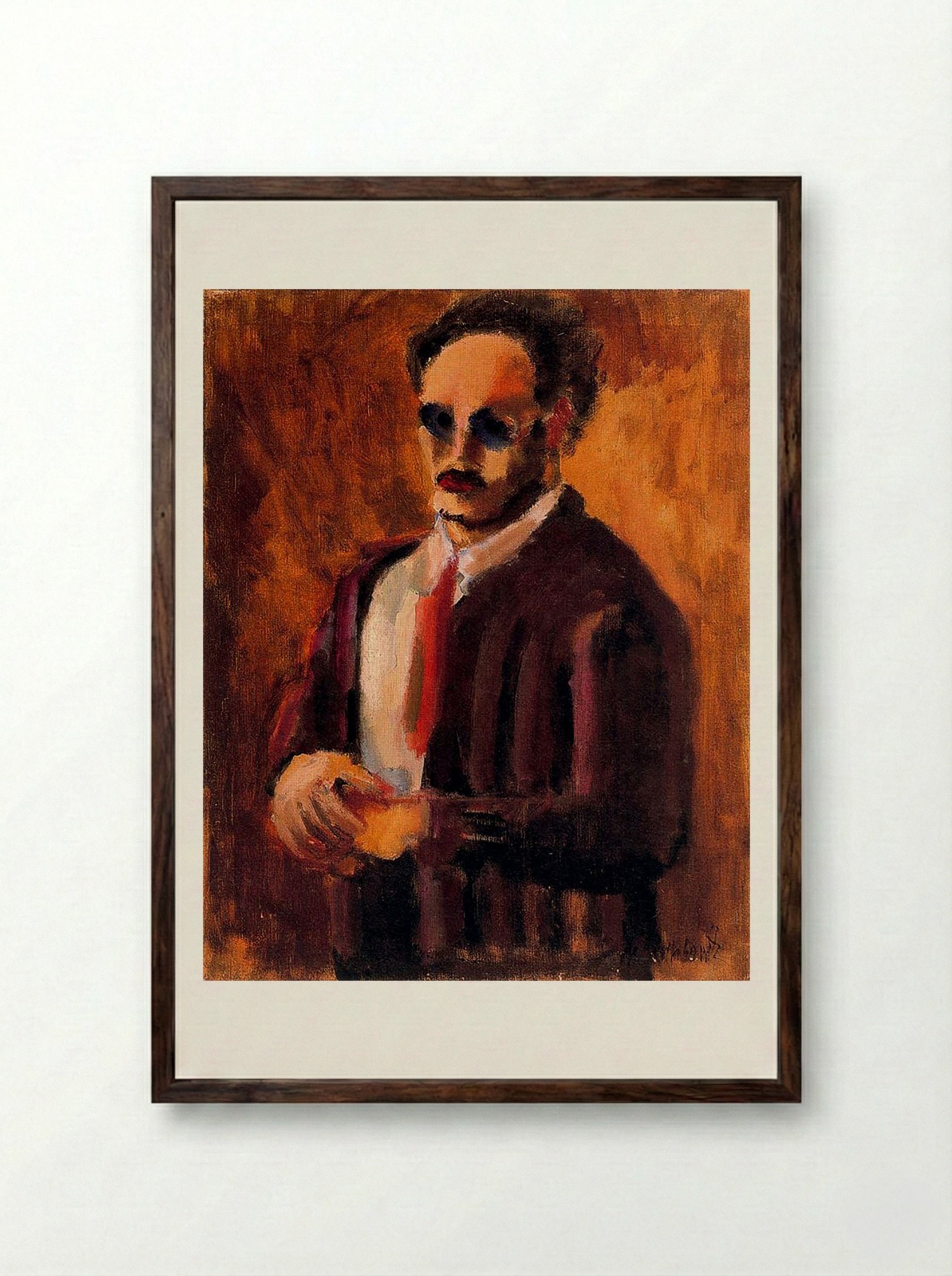 Self-Portrait - Marianne von Werefkin - Framed Print Dark Wood