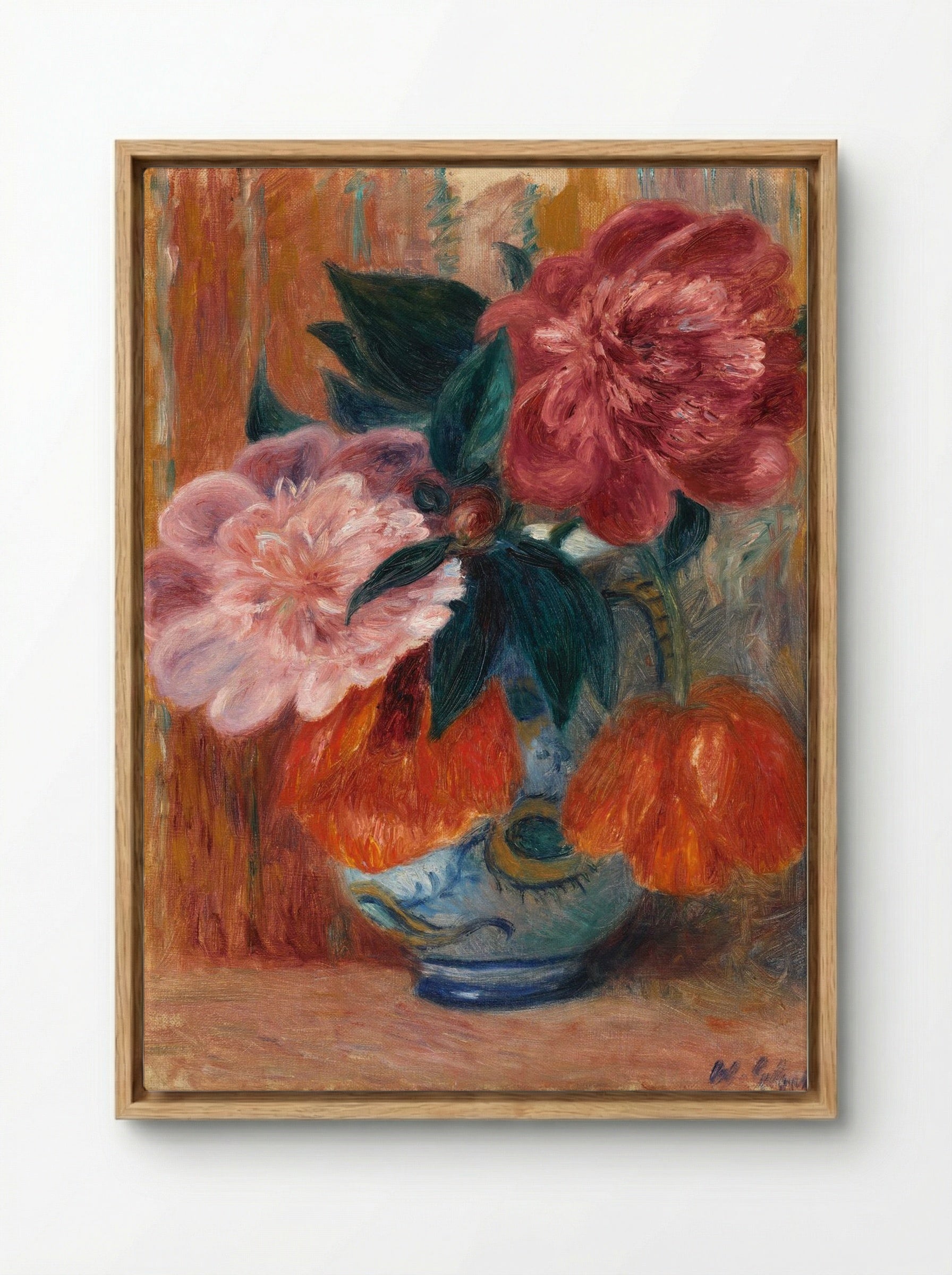 Tulips and Peonies in Pitcher - William James Glackens - Framed Canvas Wood