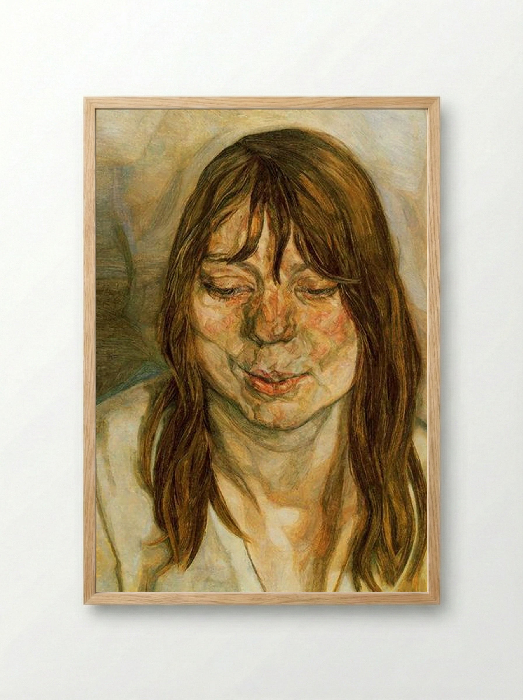 Woman Smiling - Lucian Freud - Framed Print Wood
