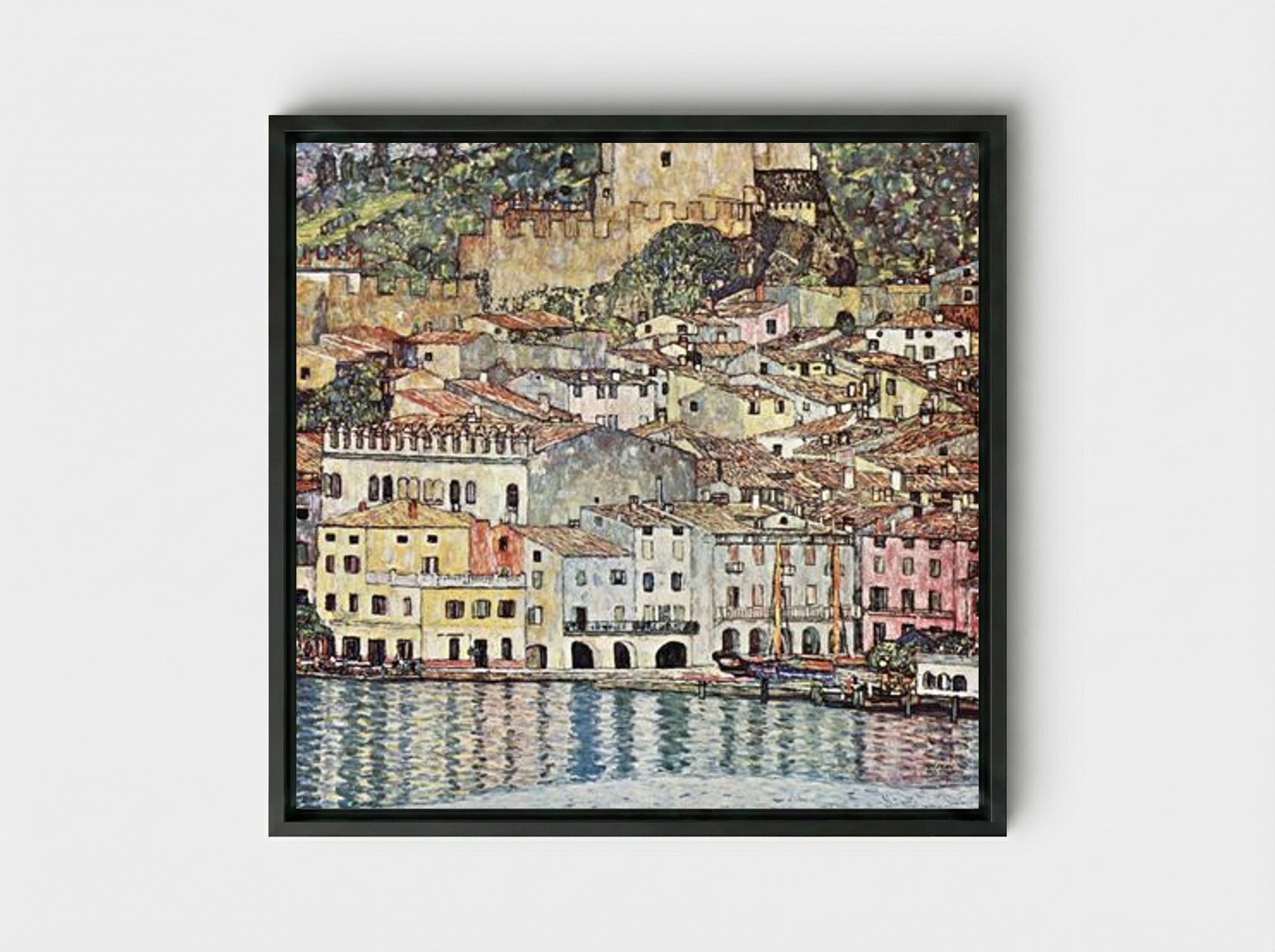 Malcesine on Lake Garda - Gustav Klimt - Framed Canvas Black