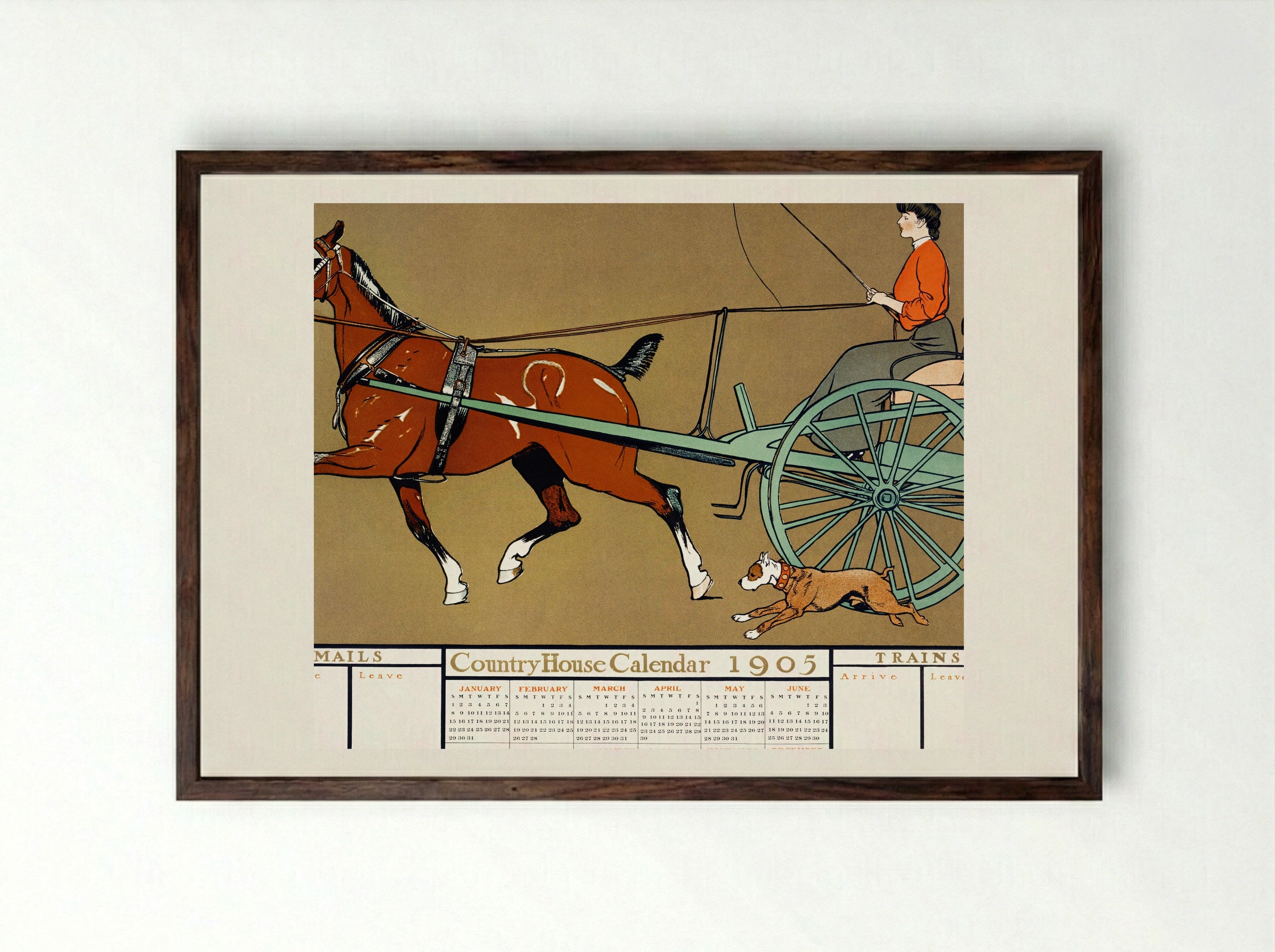 Country House Calendar 1905 - Edward Penfield - Framed Print Dark Wood