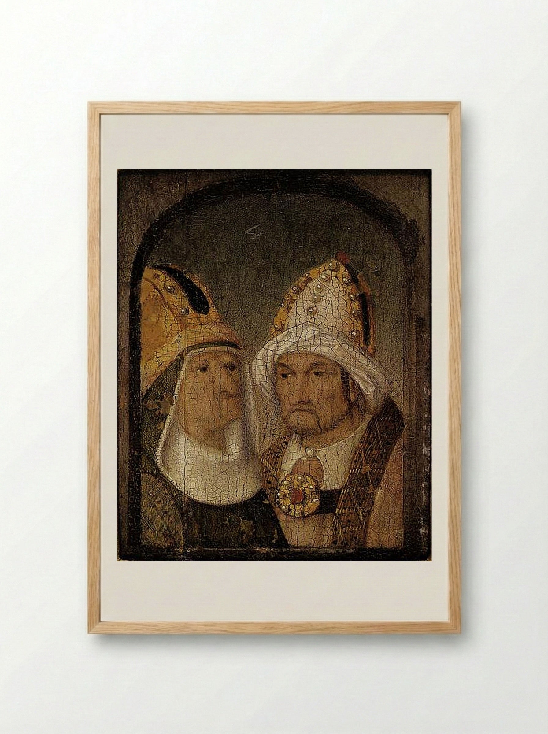 Two Male Heads (Portrait) - Fine Art Print - Framed Print Wood