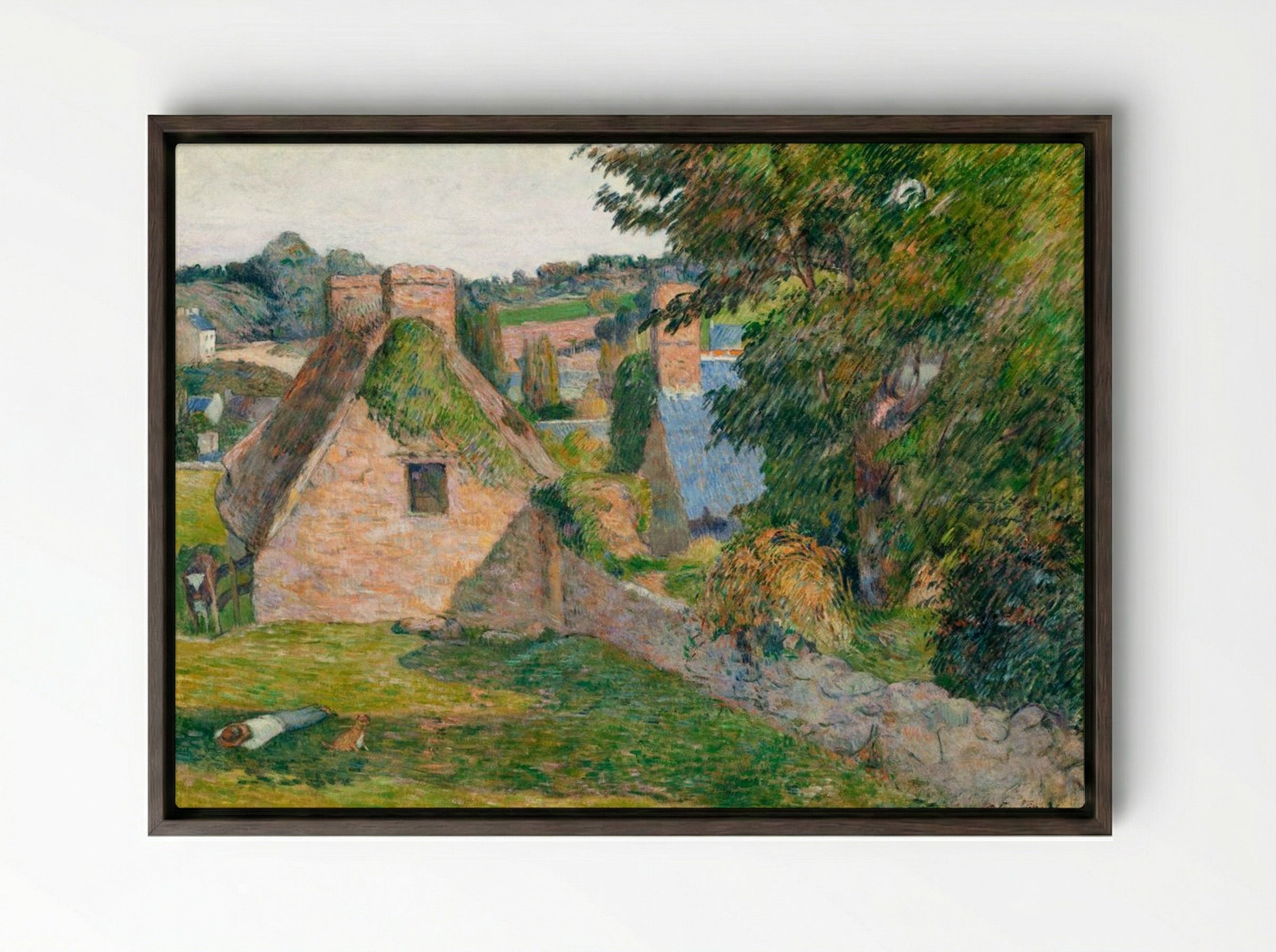 The Field of Derout-Lollichon - Paul Gauguin - Framed Canvas Dark Wood