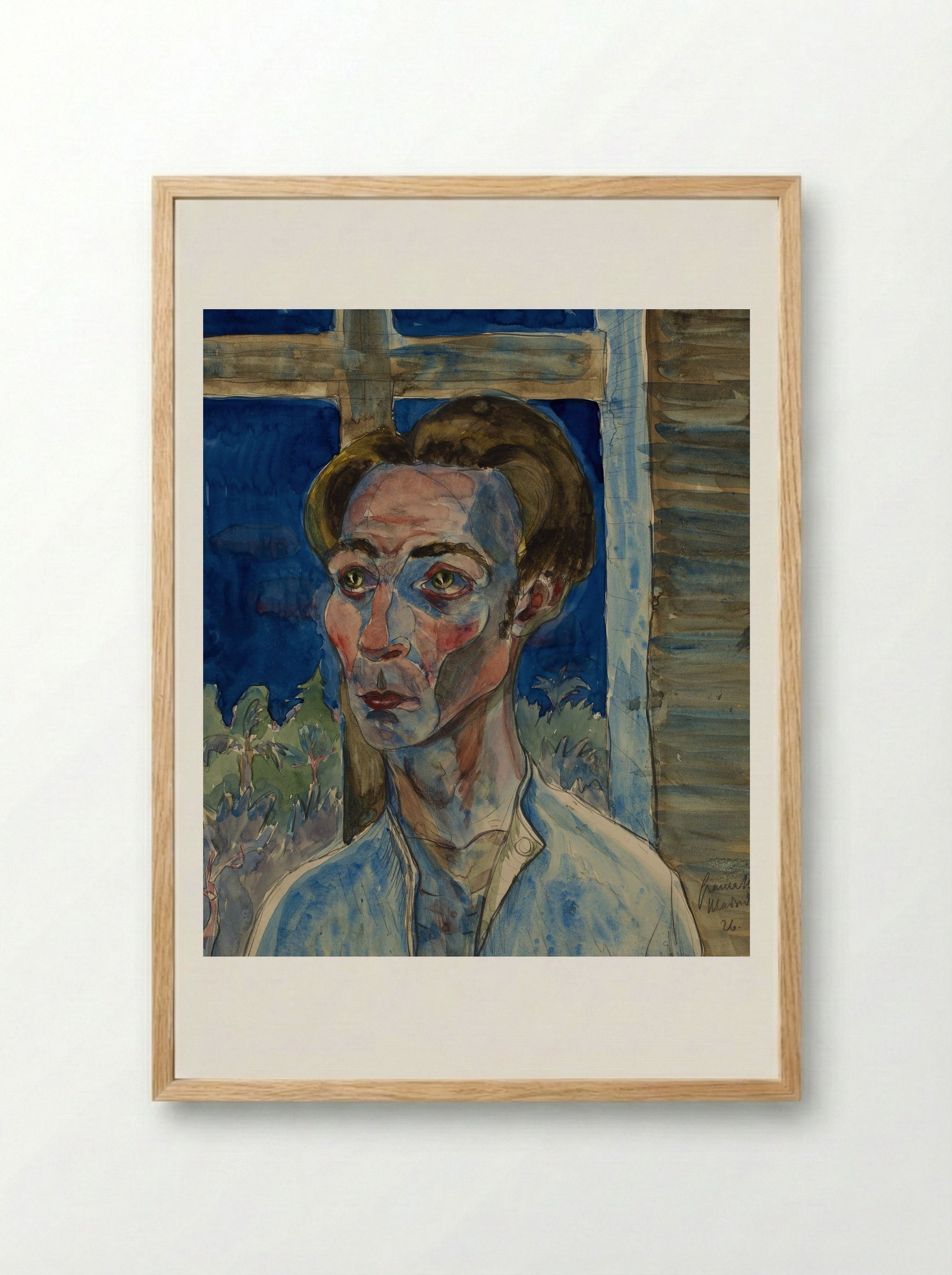 Myself with a Window Frame Cross - Hermann Max Pechstein - Framed Print Wood
